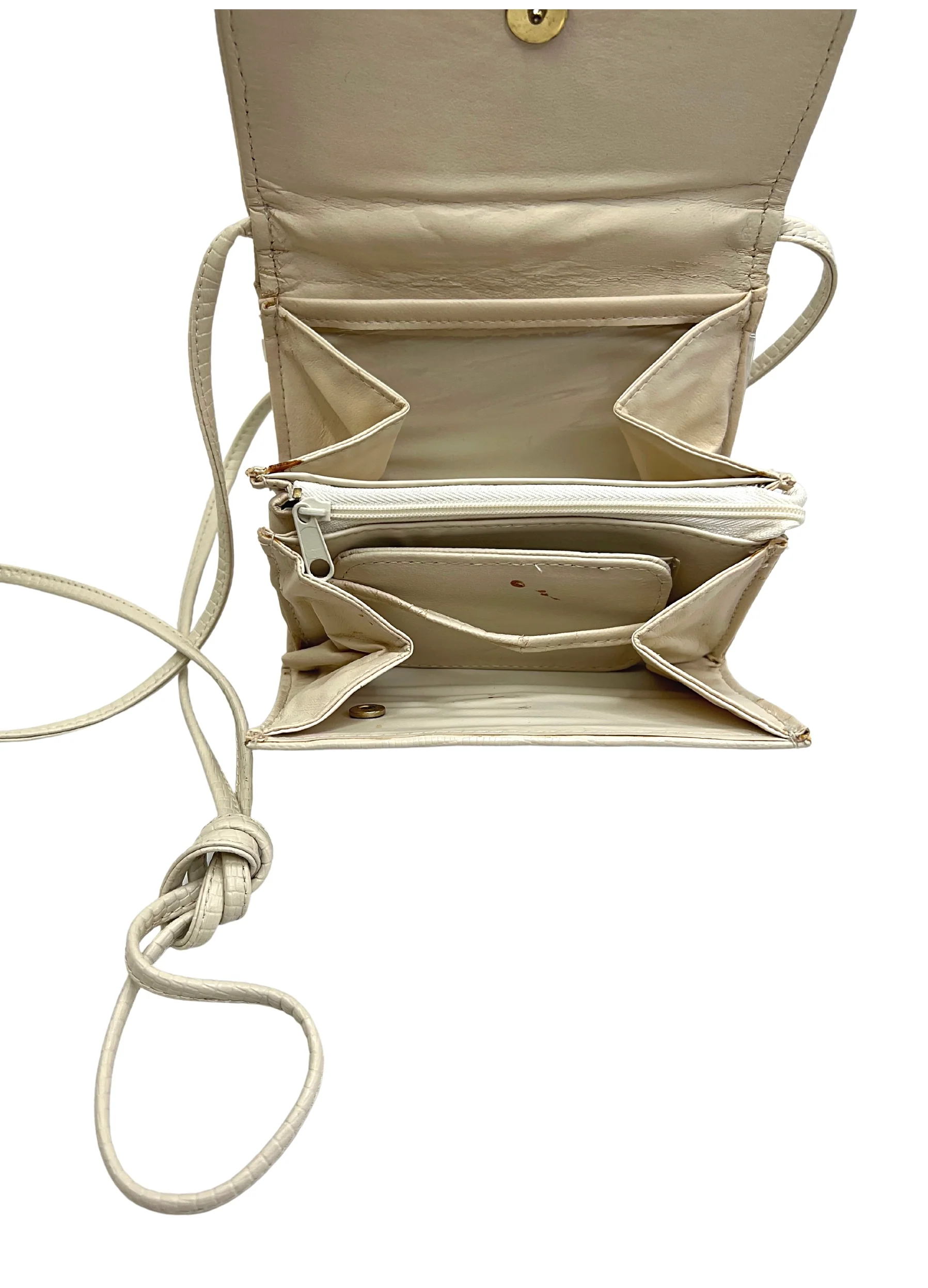 80s/90s Cream Snakeskin Accordion Mini Crossbody Bag By Dolce Vista - Image 4