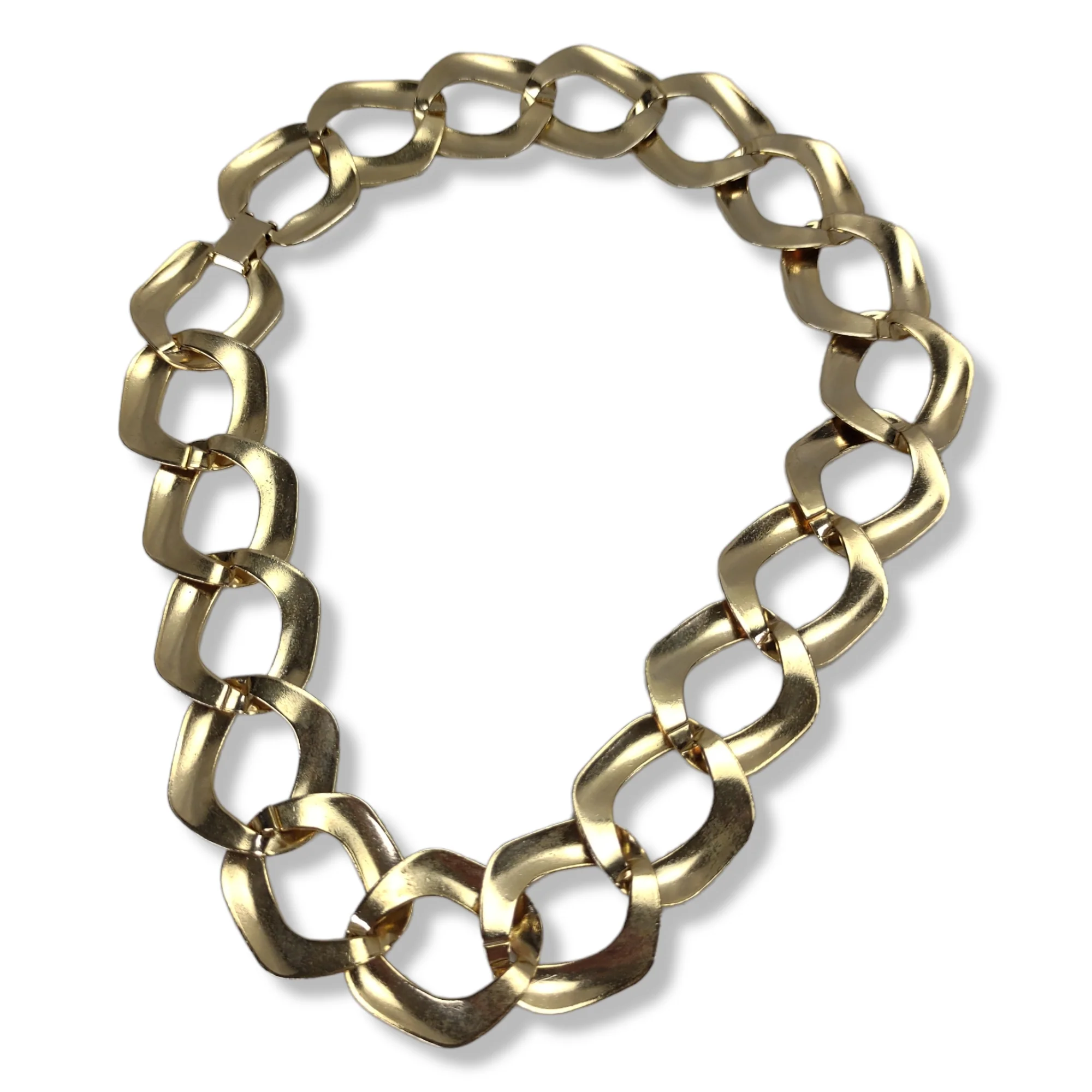 80s/90s Curb Link Chain Necklace Bracelet Gold Tone Chunky - Image 6