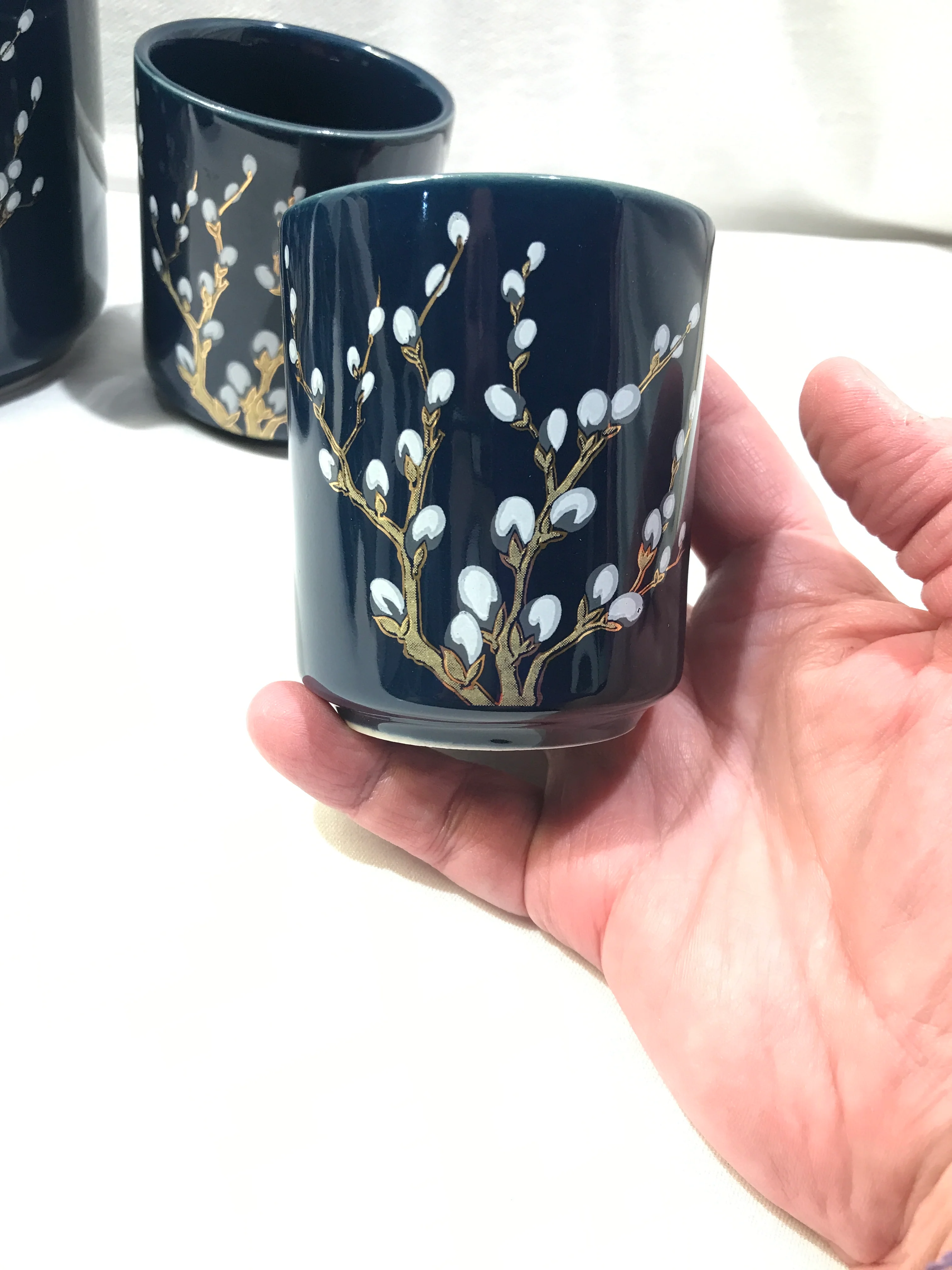 80s/90s Dark Blue Ceramic Tea Or Coffee Service For Four - Image 4