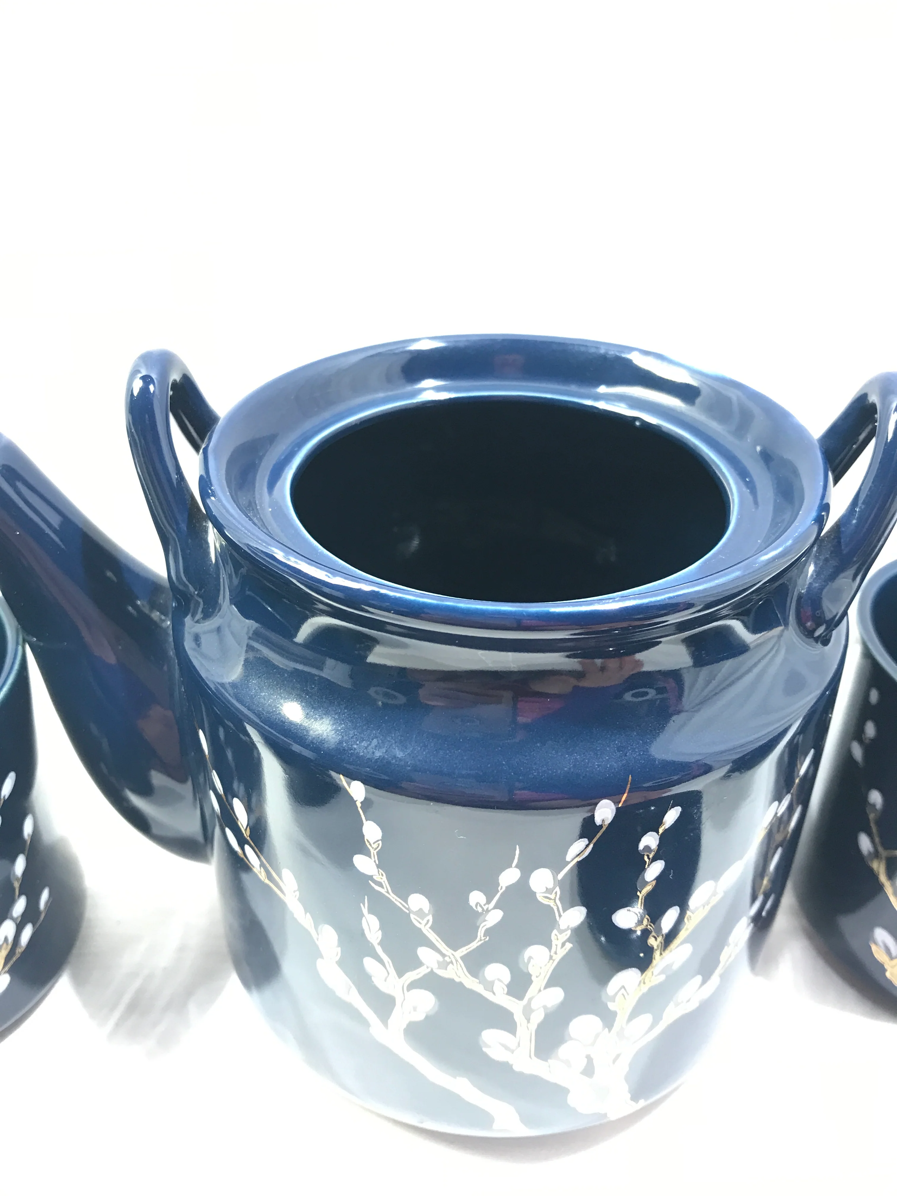 80s/90s Dark Blue Ceramic Tea Or Coffee Service For Four - Image 5