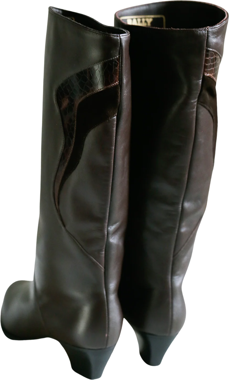 80s/90s Dark Brown Fleece Lined Boots By Bally - Image 2