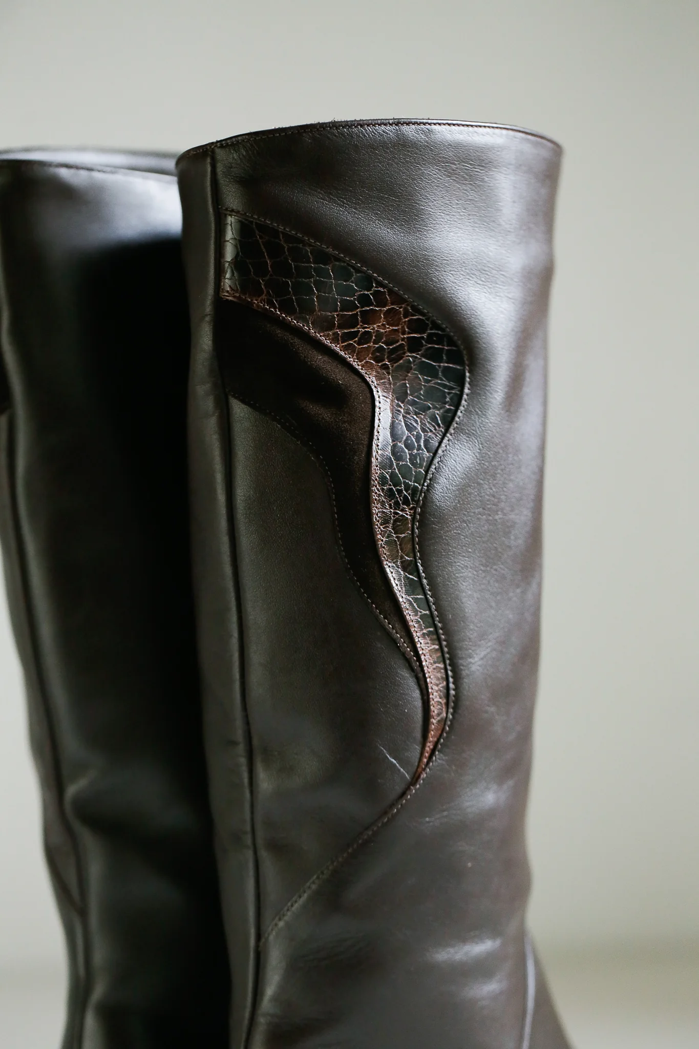 80s/90s Dark Brown Fleece Lined Boots By Bally - Image 8