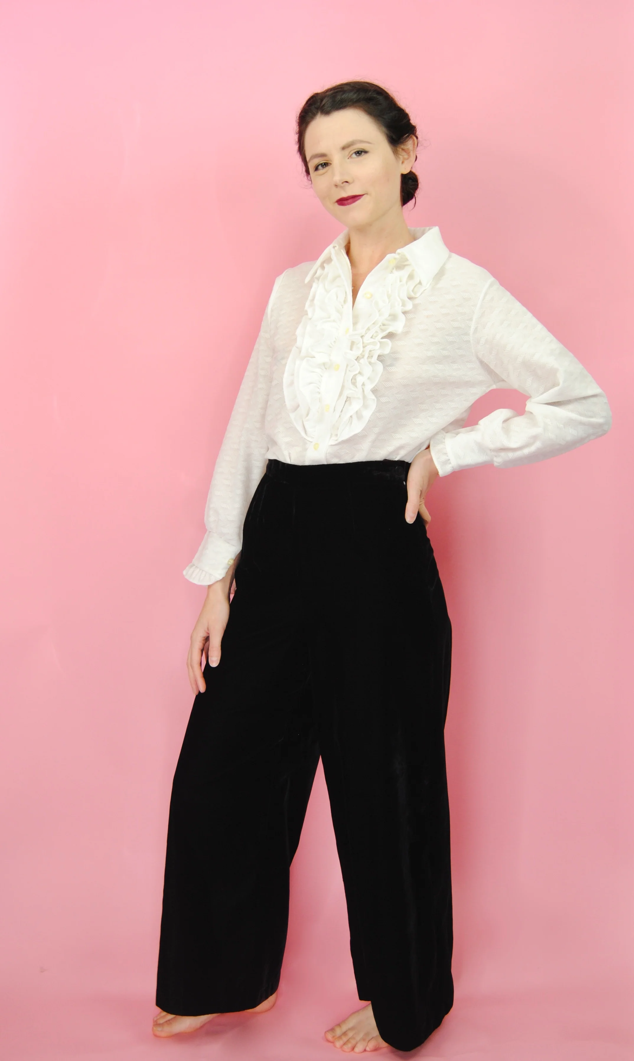 80s/90s Deep Burgundy (almost Black) Velvet Pants By Rafaella - Image 4