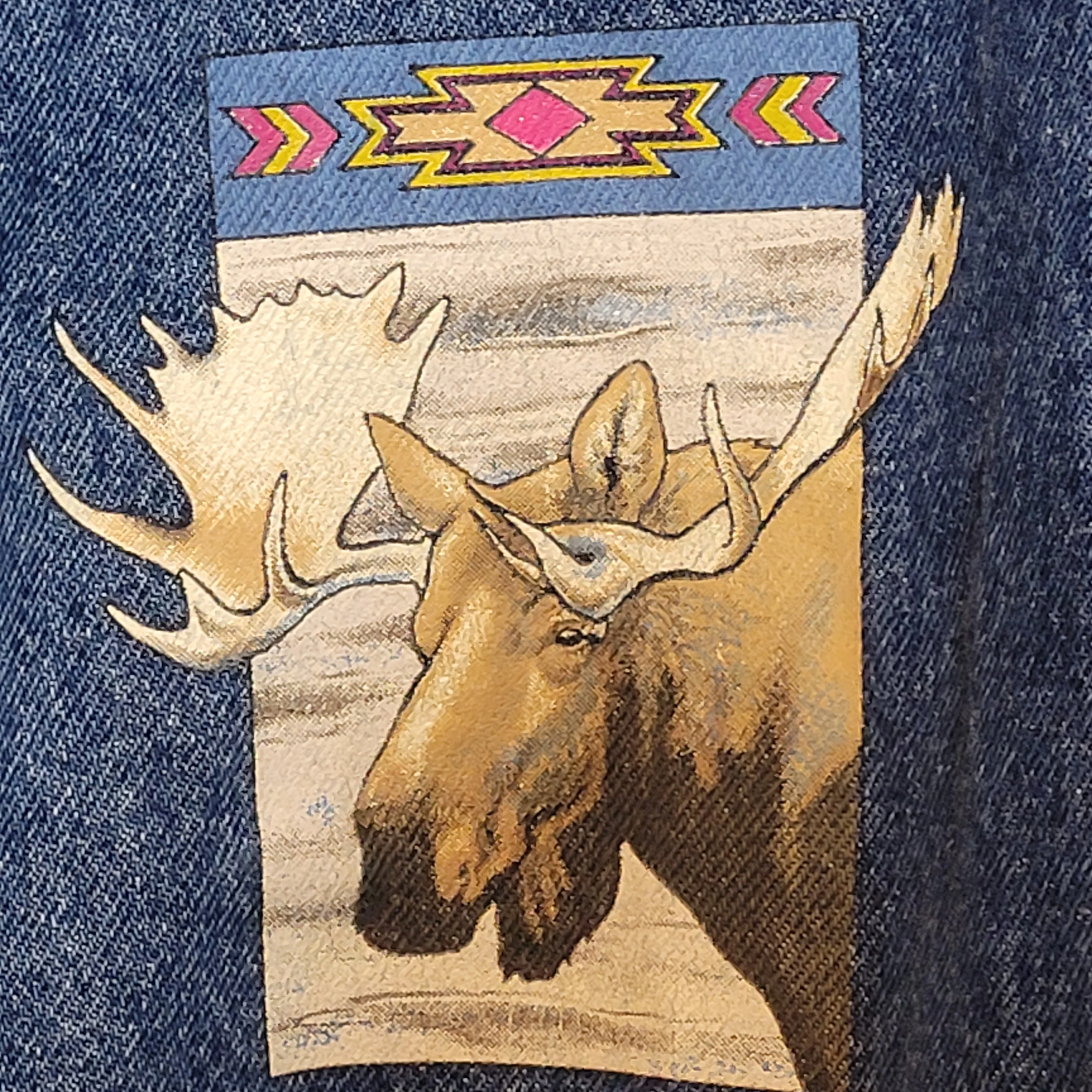 80s/90s Denim Bomber Jacket Moose 90s Retro Xxl Cotton By International Denim - Image 3