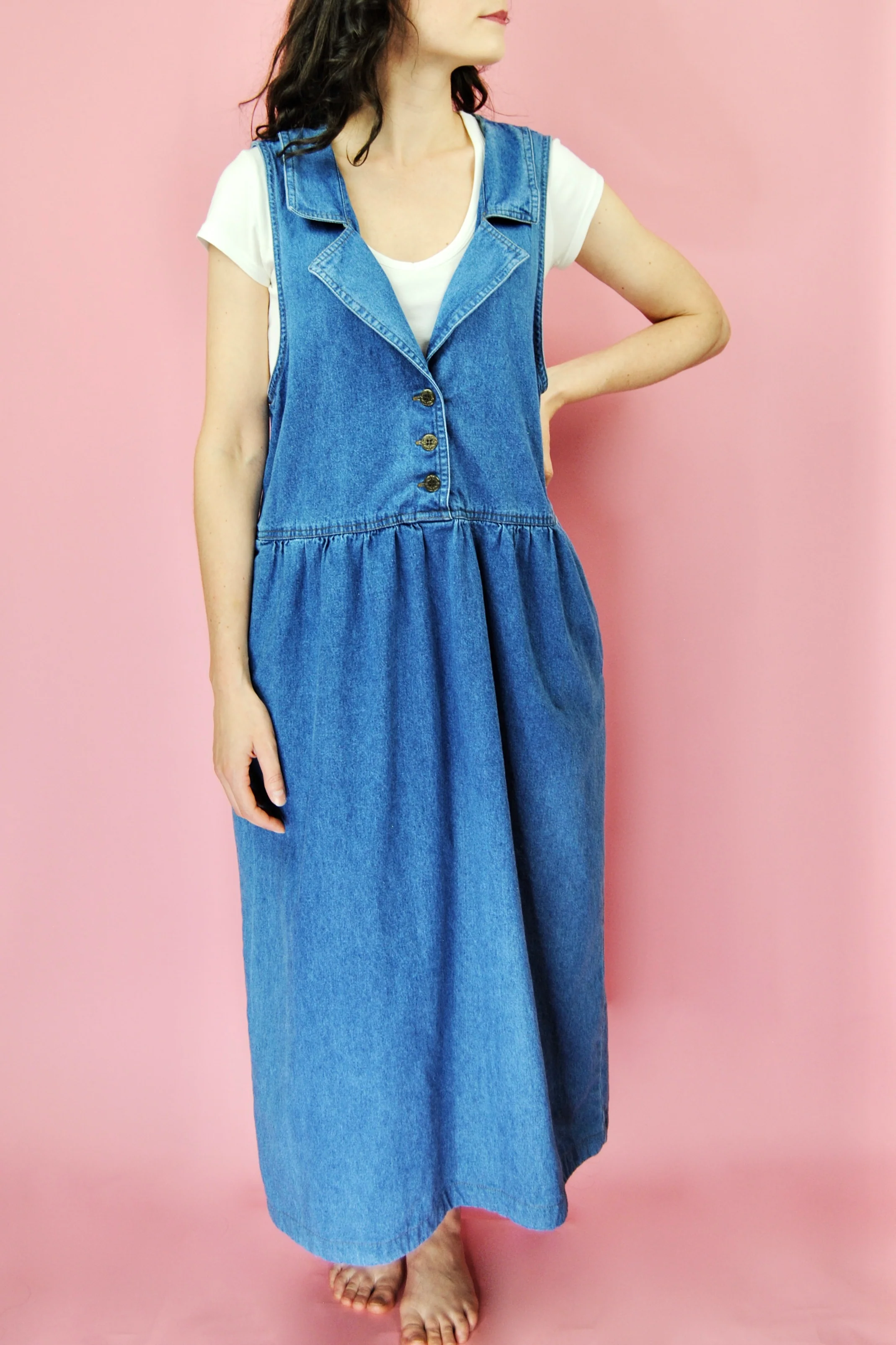 80s/90s Denim Dress With Pockets By Saddlebred - Image 5