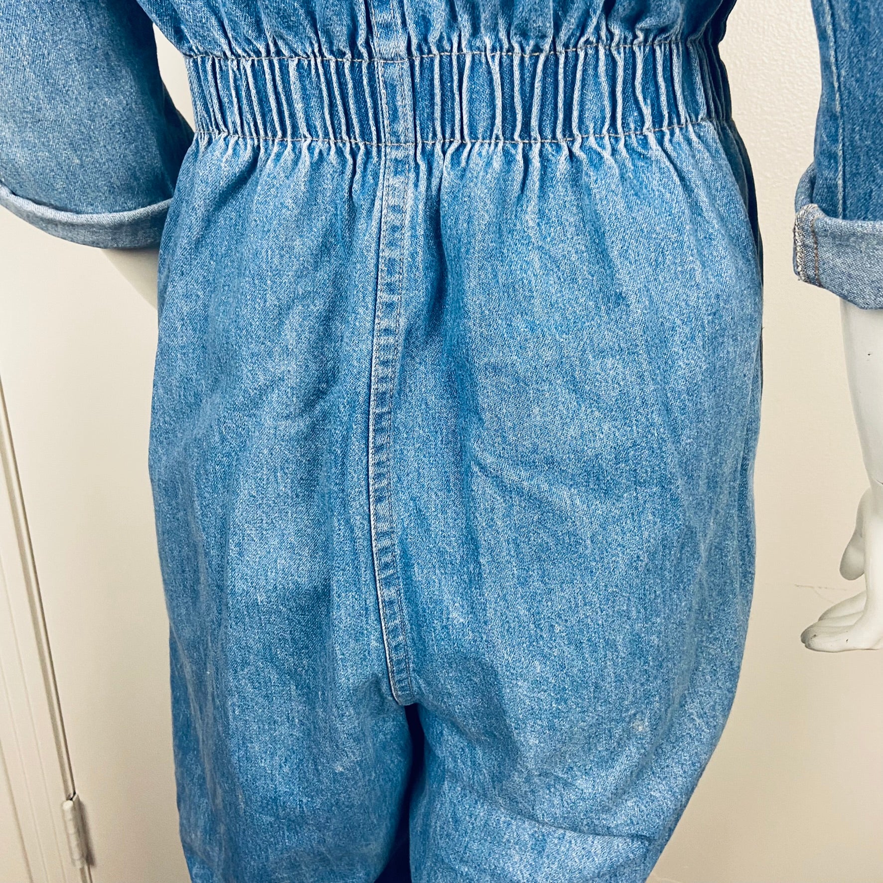 80s/90s Denim Jean Jumpsuit Coveralls M Flight Suit By Ideas - Image 9