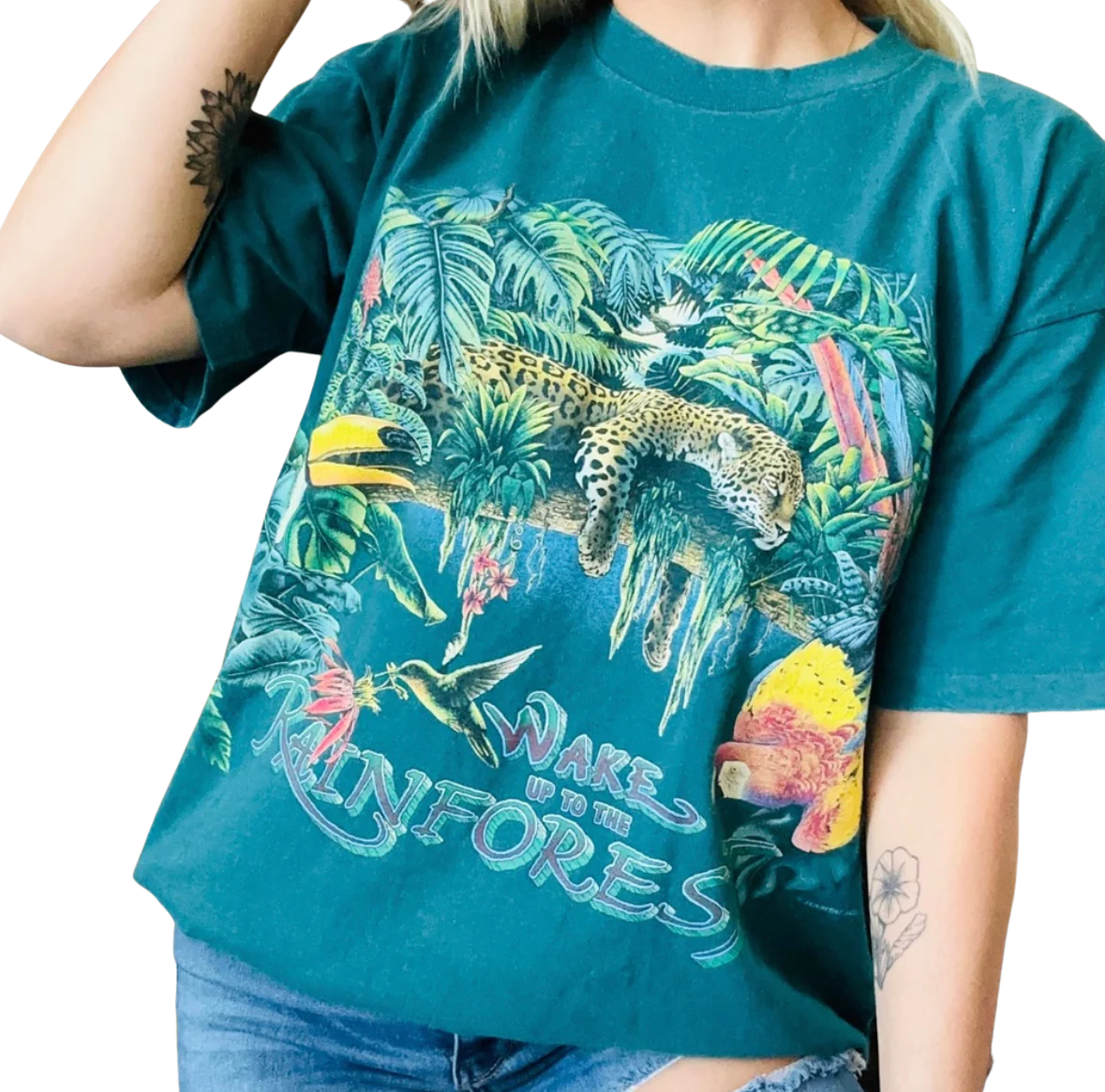 80s/90s Double Sided Single Stitch Rainforest T-shirt By Habitat
