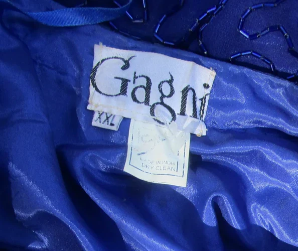 80s/90s Electric Blue Silver Beaded Silk Evening Jacket By Gagni - Image 8