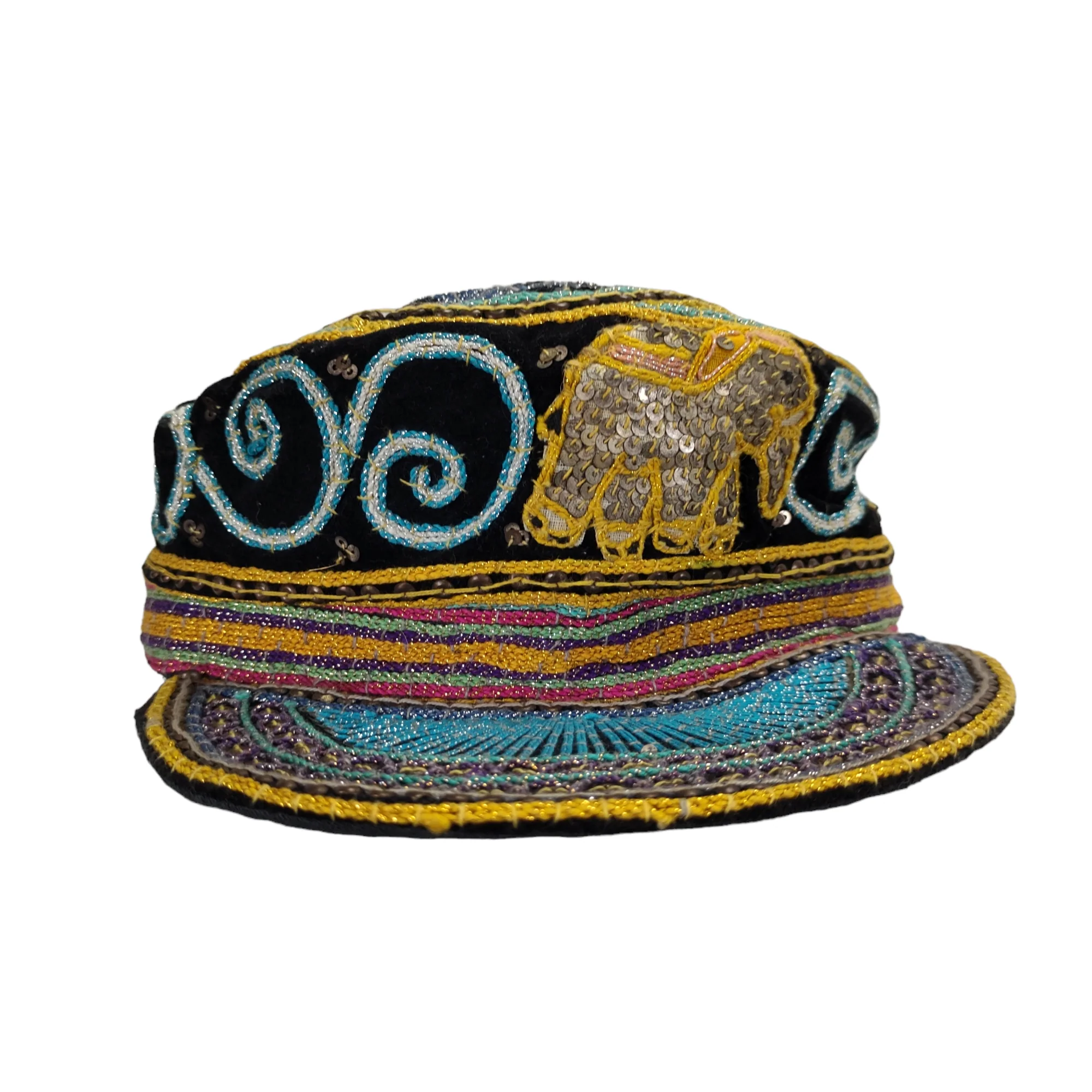 80s/90s Embellished Velvet Kalaga Style Elephant Hat By Rico International - Image 3