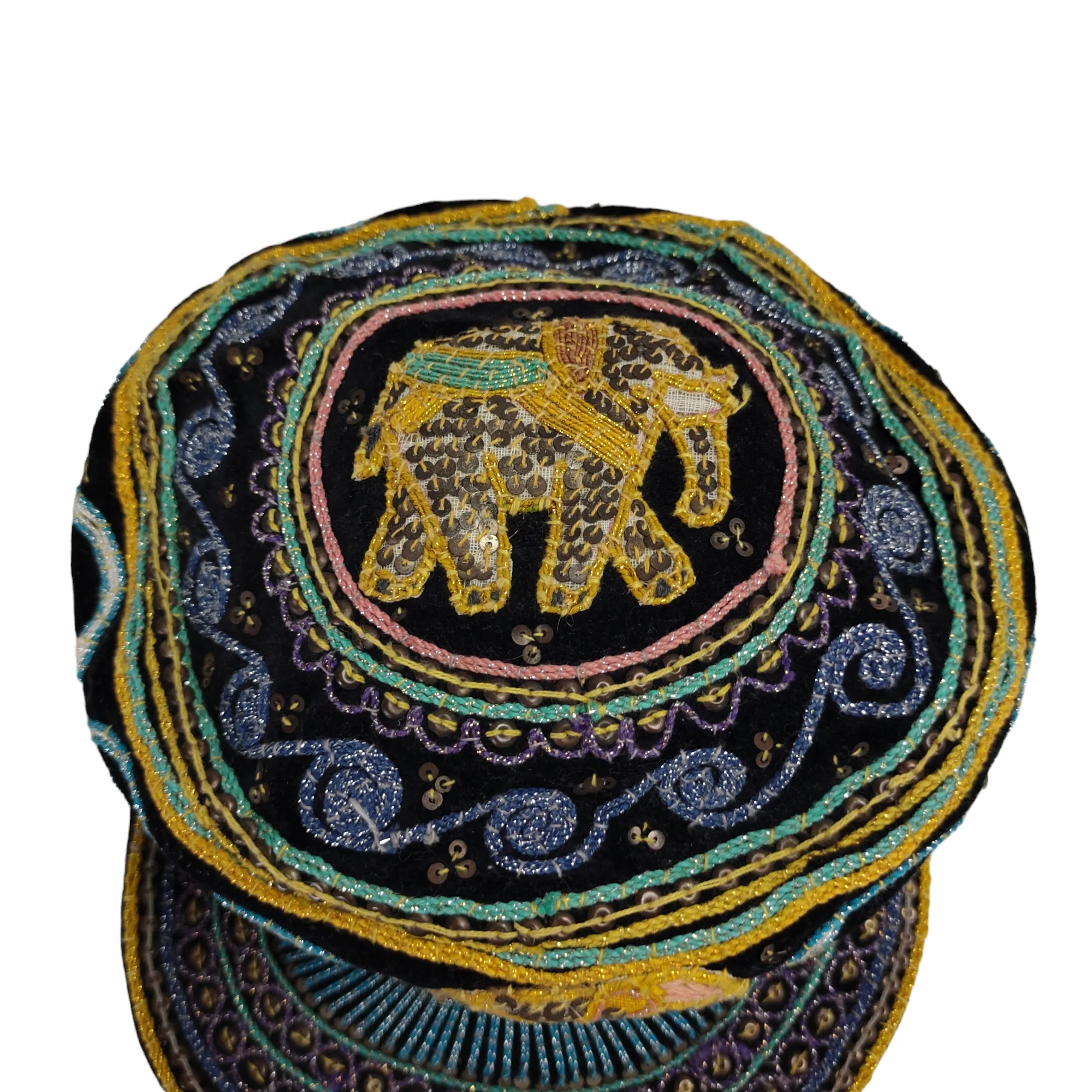 80s/90s Embellished Velvet Kalaga Style Elephant Hat By Rico International - Image 7