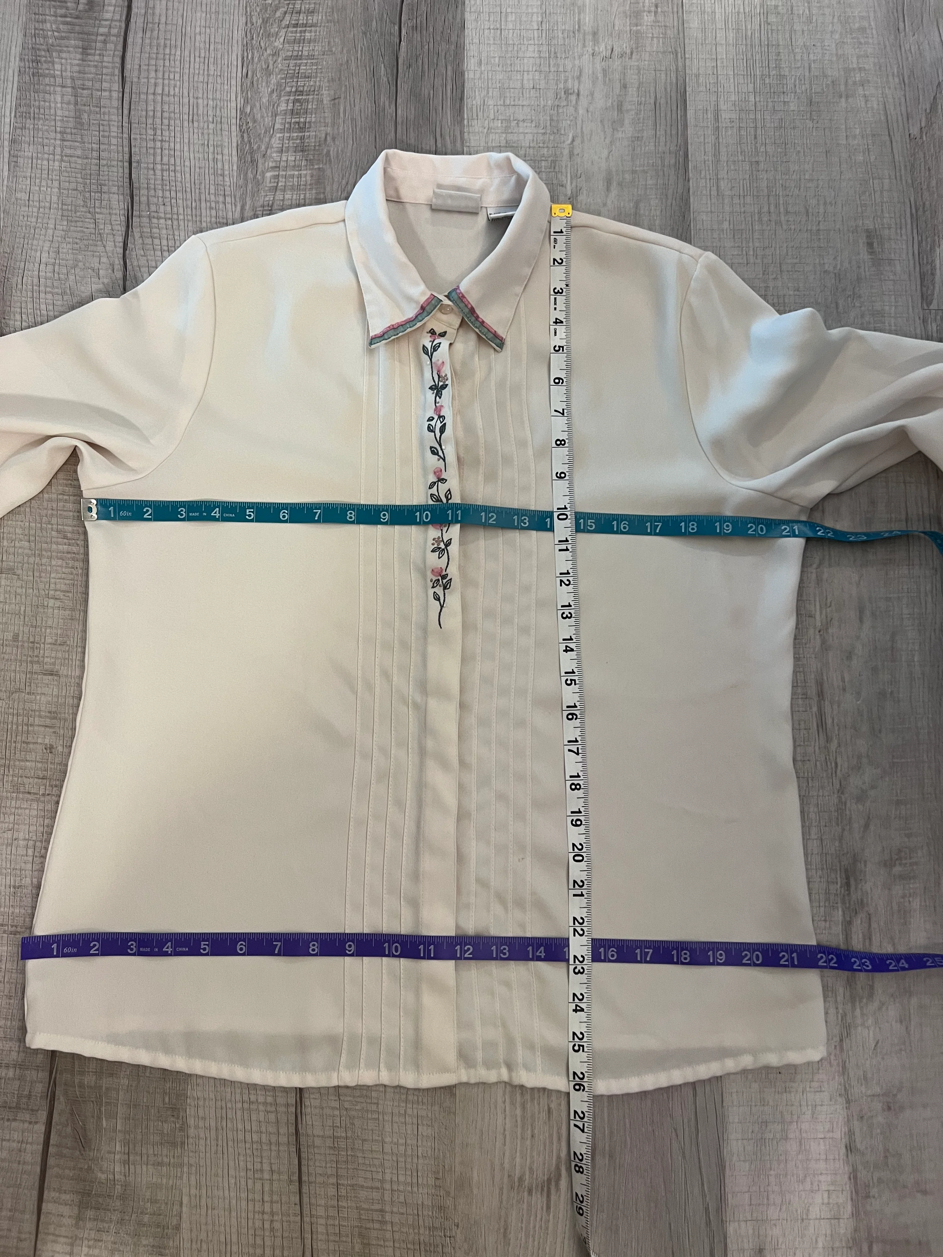 80s/90s Embroidered Collar Button Down Blouse By Koret - Image 8