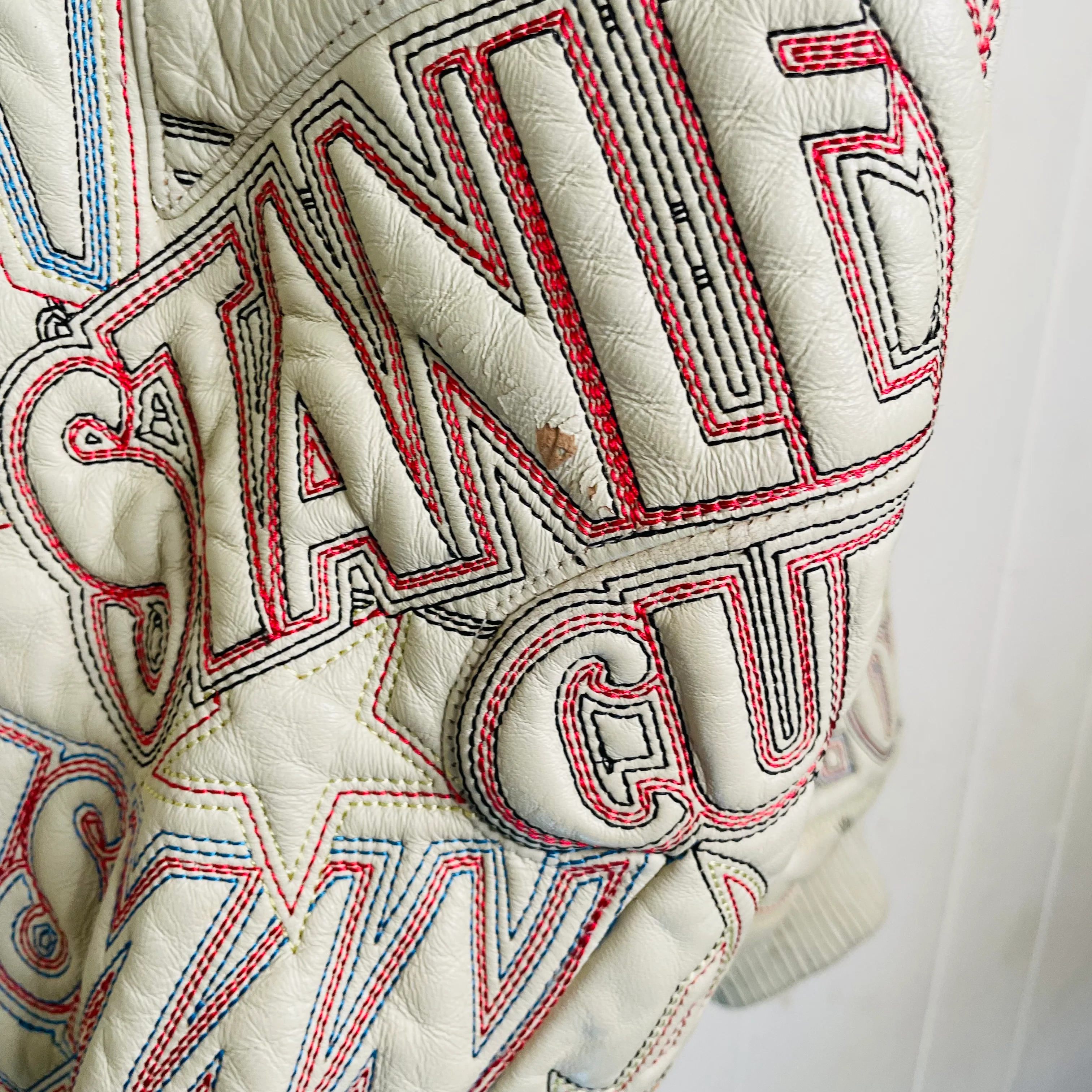 90s/00s Embroidered Leather Bomber Jacket By Al Wissam - Image 11