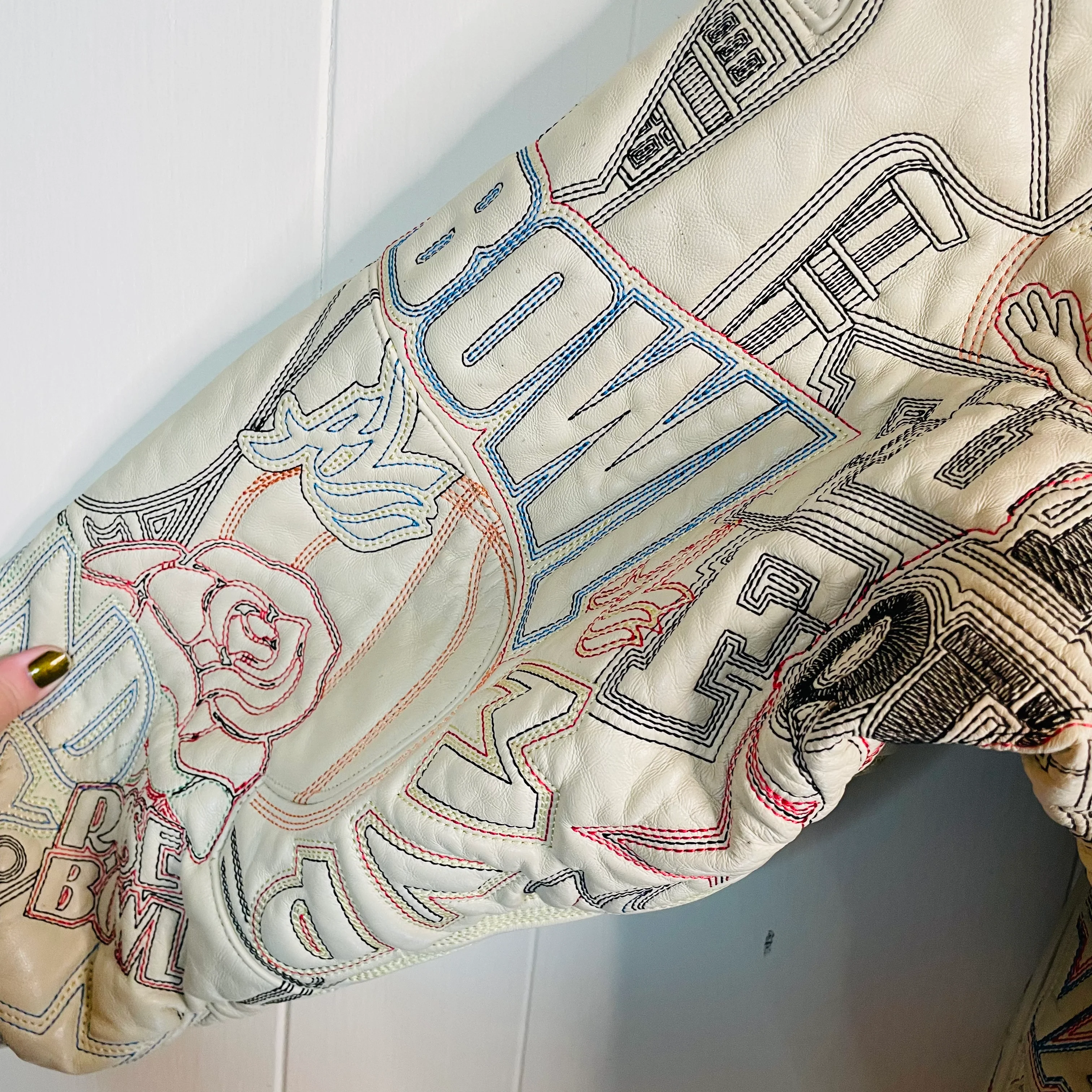 90s/00s Embroidered Leather Bomber Jacket By Al Wissam - Image 12