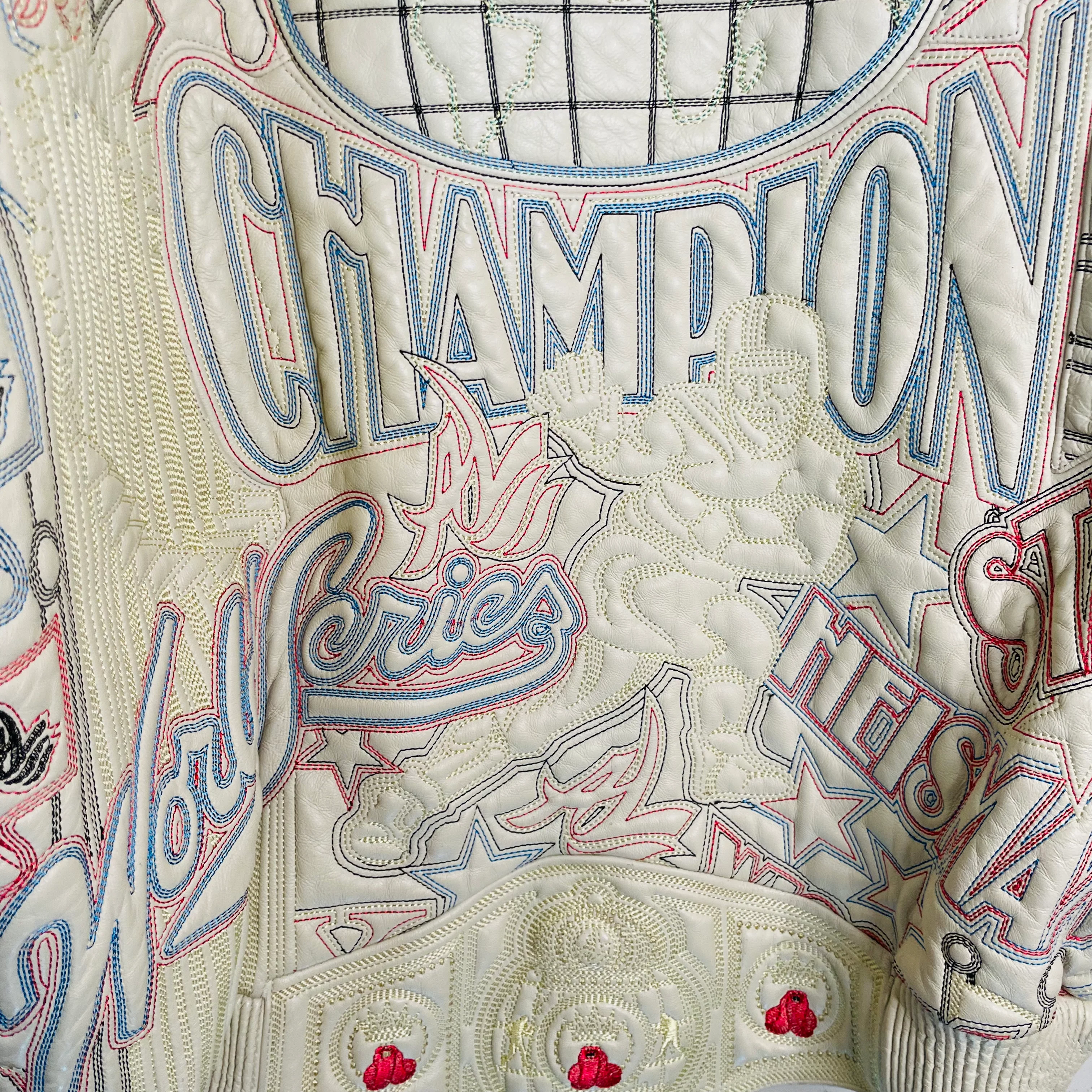 90s/00s Embroidered Leather Bomber Jacket By Al Wissam - Image 14