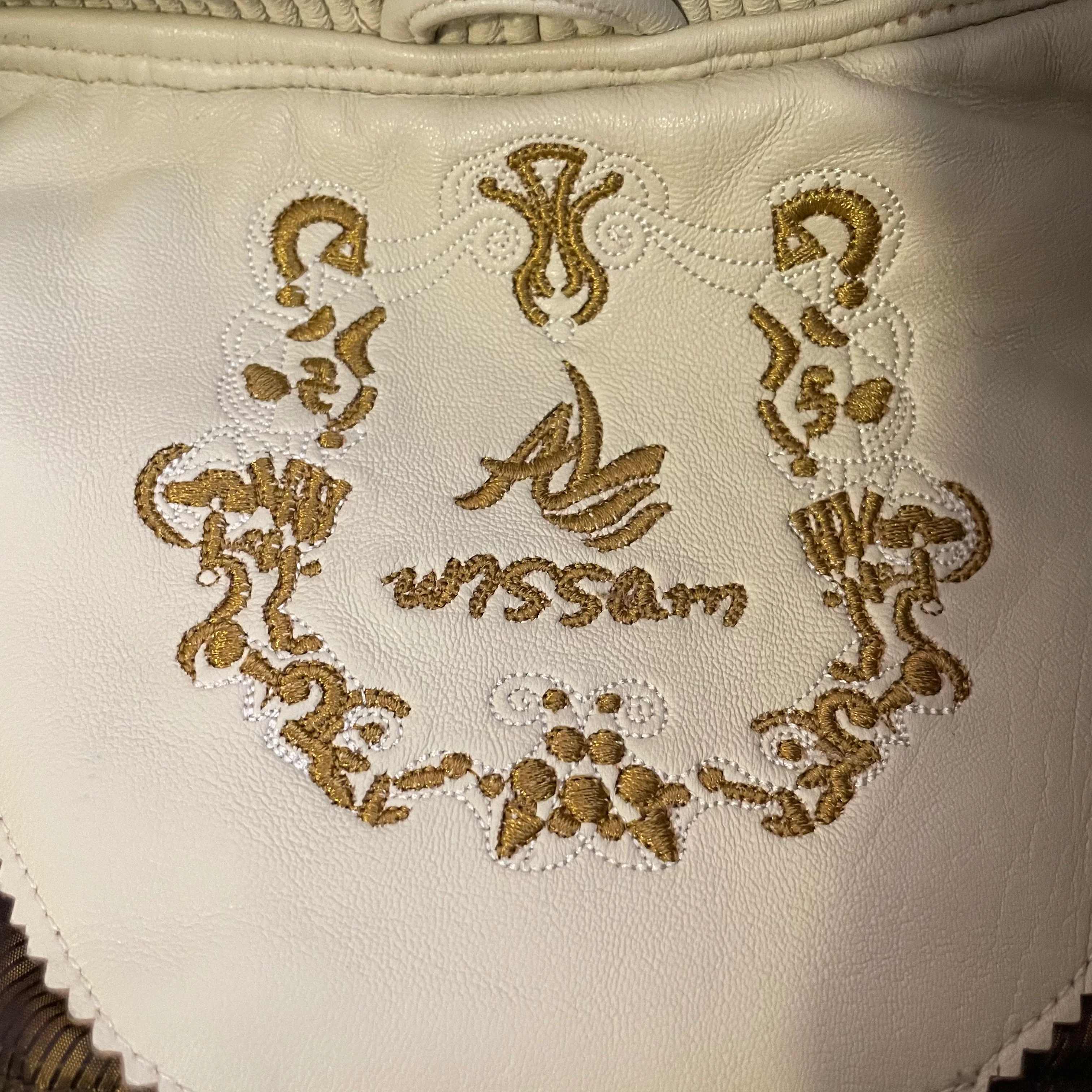 90s/00s Embroidered Leather Bomber Jacket By Al Wissam - Image 16
