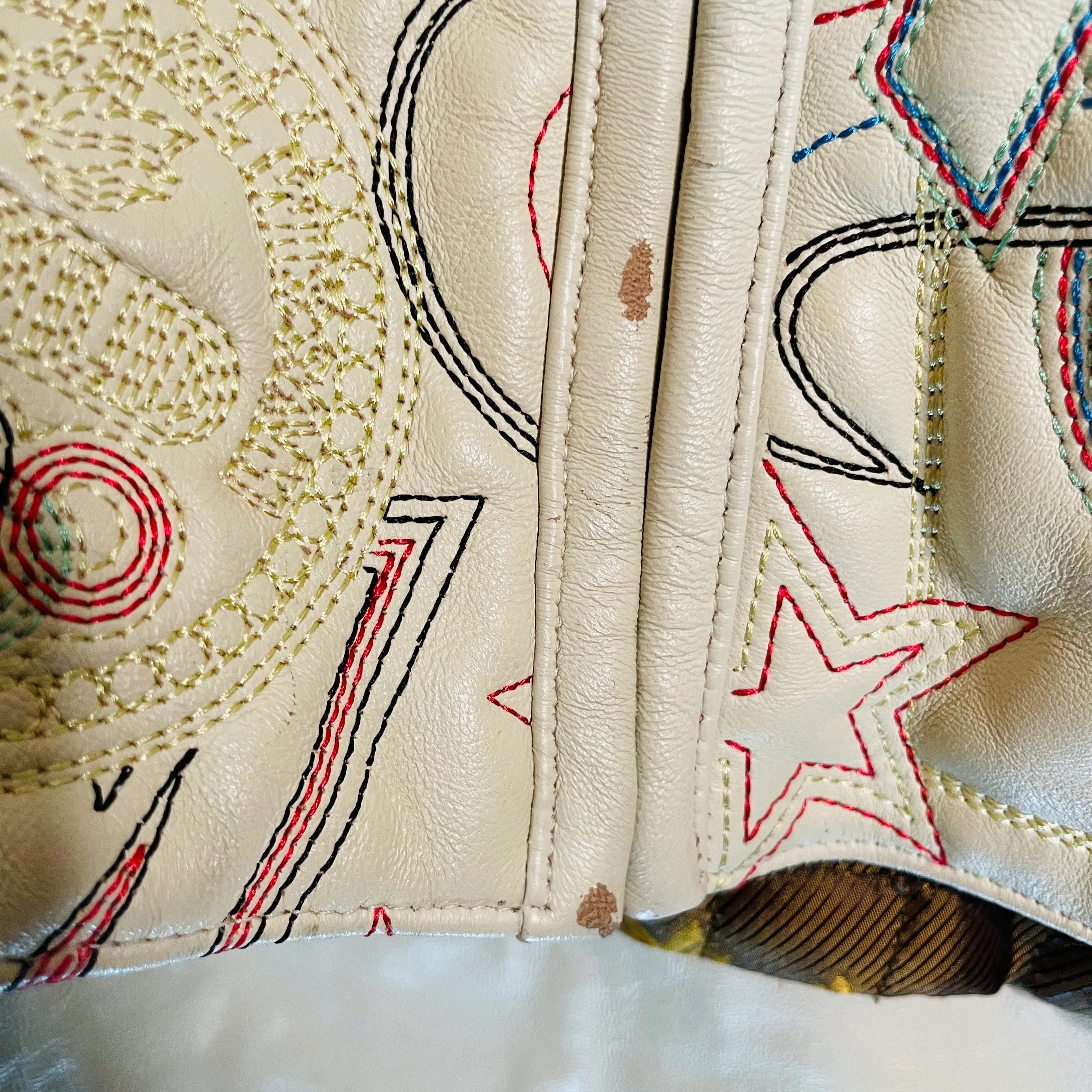 90s/00s Embroidered Leather Bomber Jacket By Al Wissam - Image 4