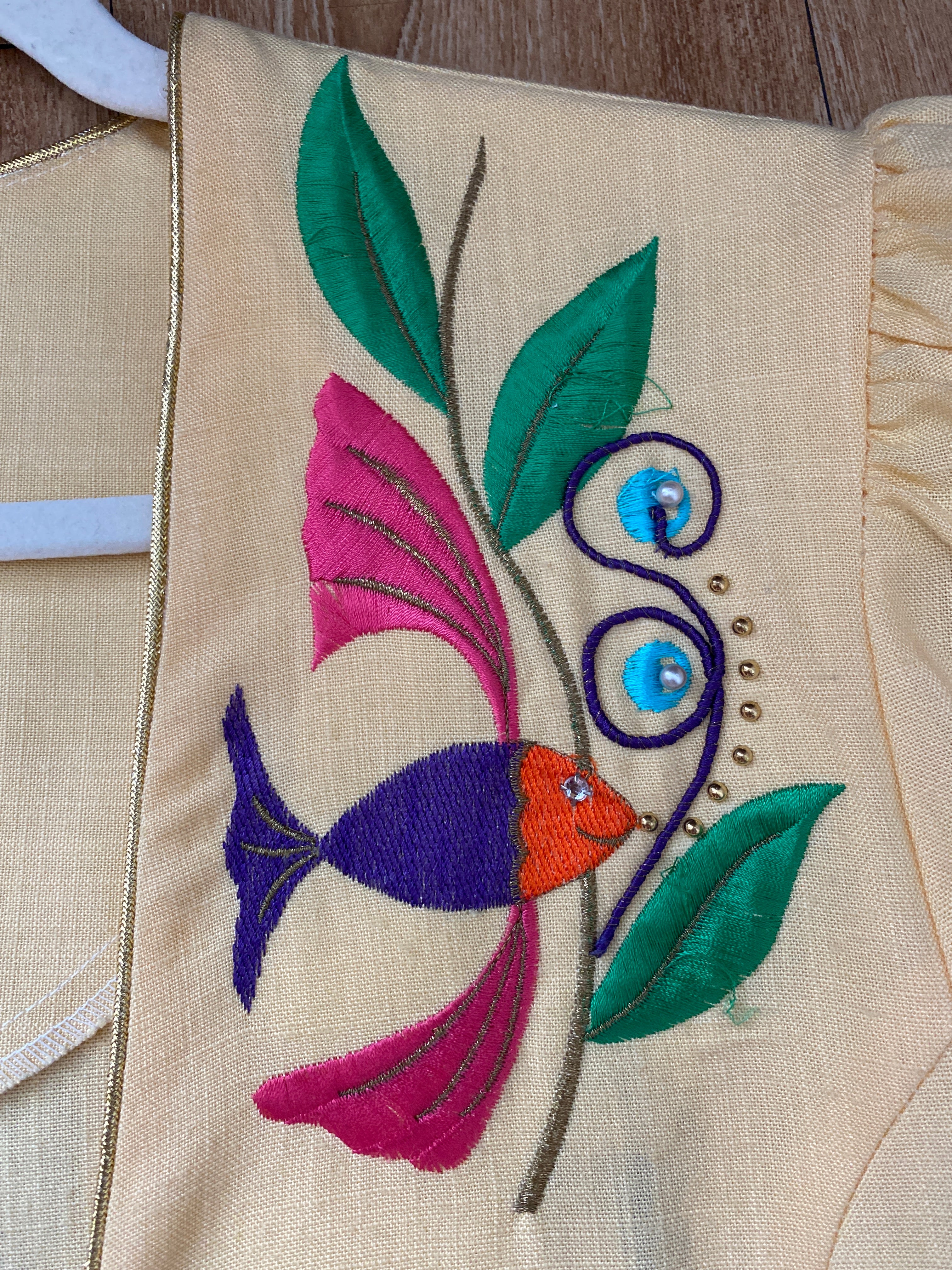 80s/90s Embroidery Beading And Rhinestone Fish Blazer By Michel Elliot - Image 8