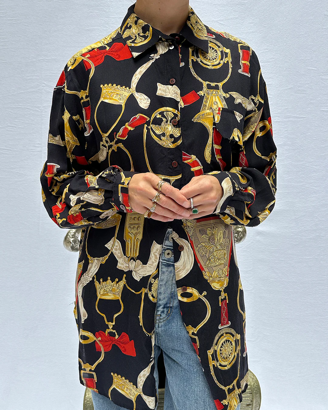80s/90s Equestrian Print Button Up Shirt À La Gucci Xs-xl - Image 6