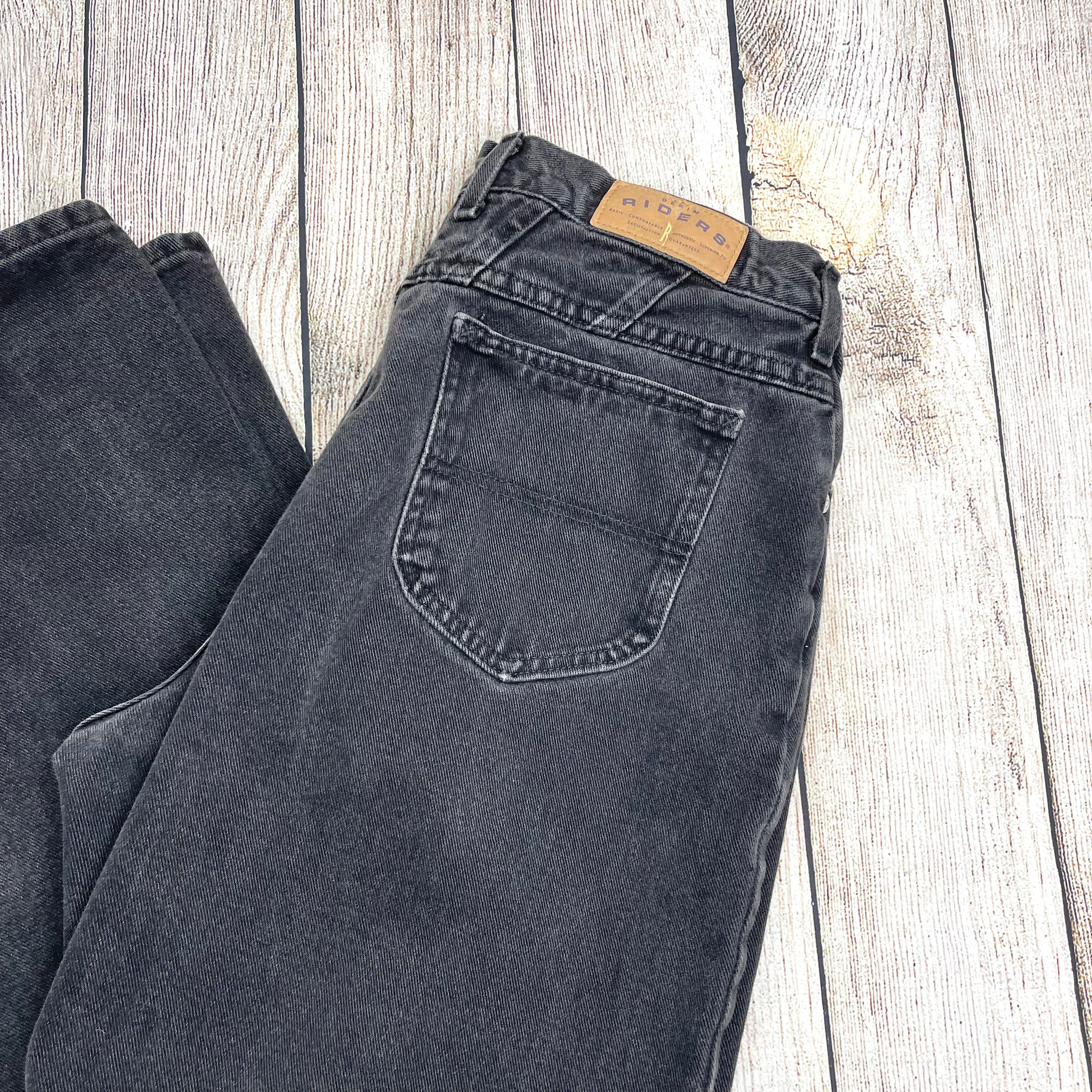 80s/90s Faded Black High Waisted Tapered Leg Mom Jeans By Riders - Image 4