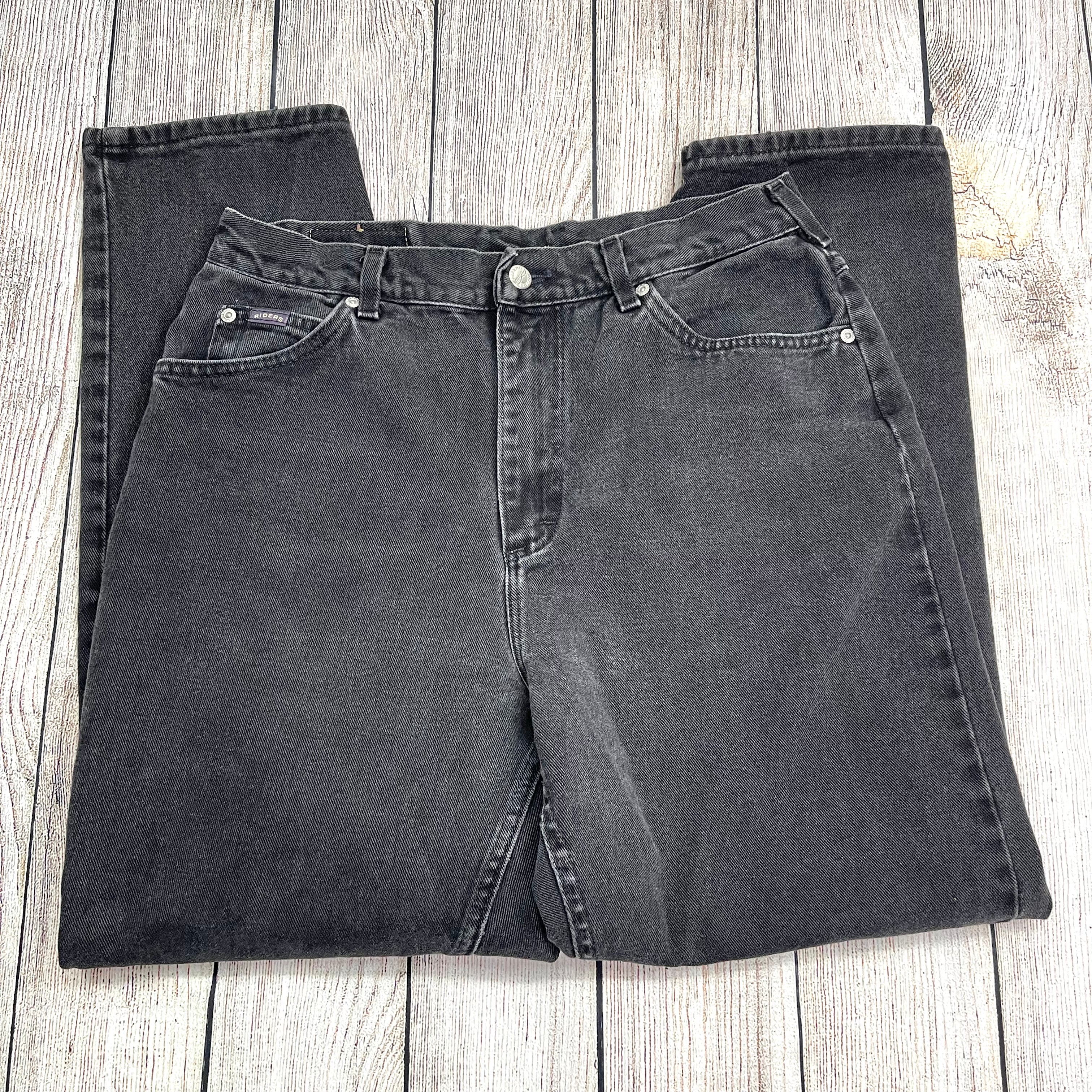 80s/90s Faded Black High Waisted Tapered Leg Mom Jeans By Riders - Image 5