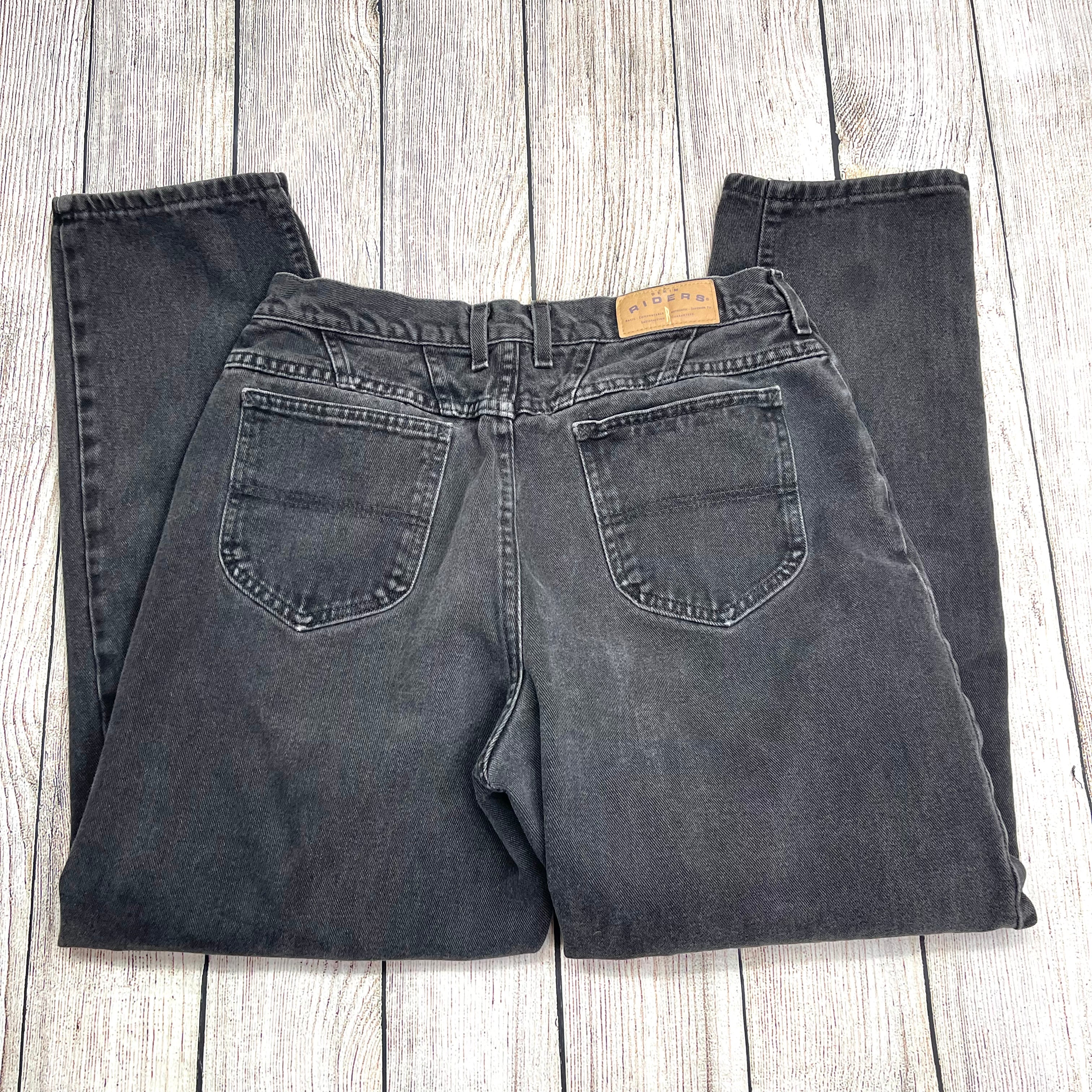 80s/90s Faded Black High Waisted Tapered Leg Mom Jeans By Riders - Image 7