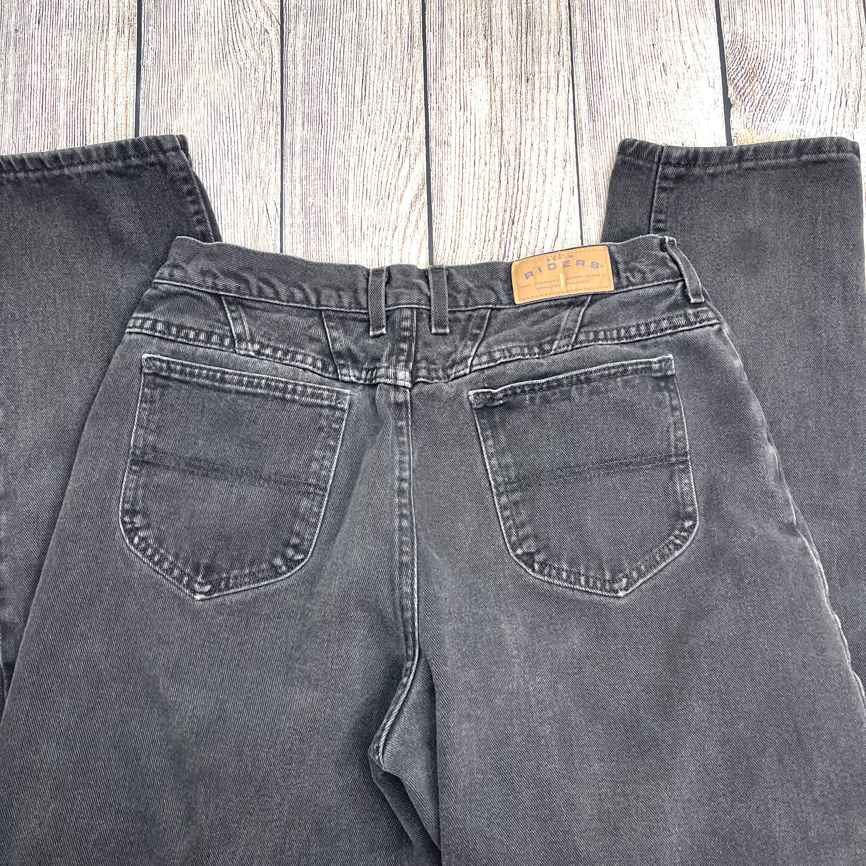 80s/90s Faded Black High Waisted Tapered Leg Mom Jeans By Riders - Image 8