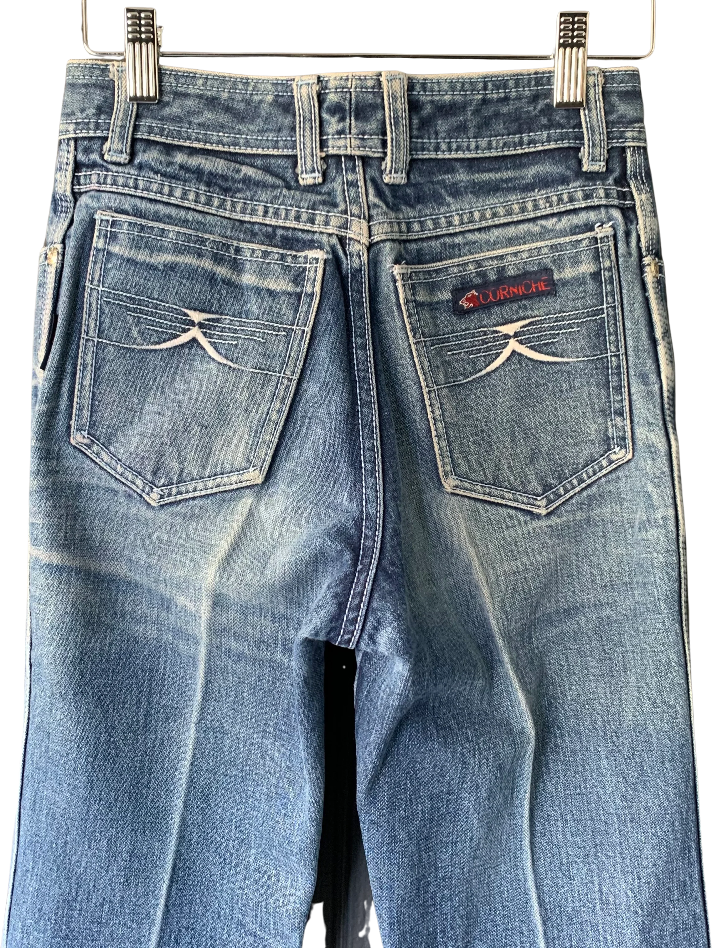 80s/90s Faded Straight Leg Jean With Embroidered Pockets By Corniche - Image 2