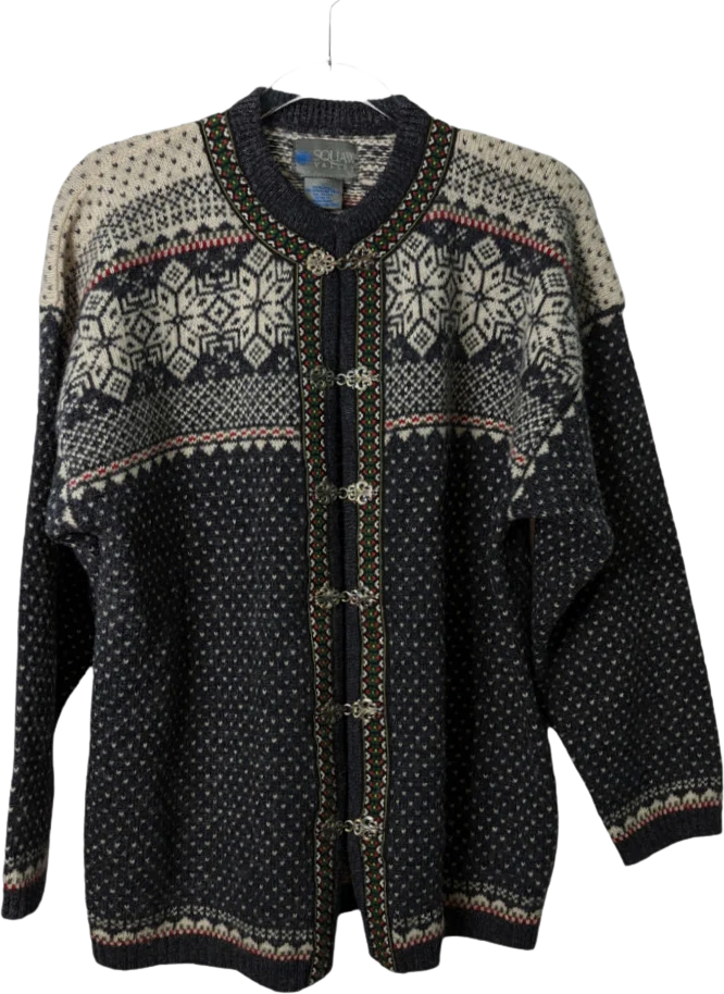 80s/90s Fair Isle Nordic Cardigan Sweater Wool Unisex By Squaw Valley