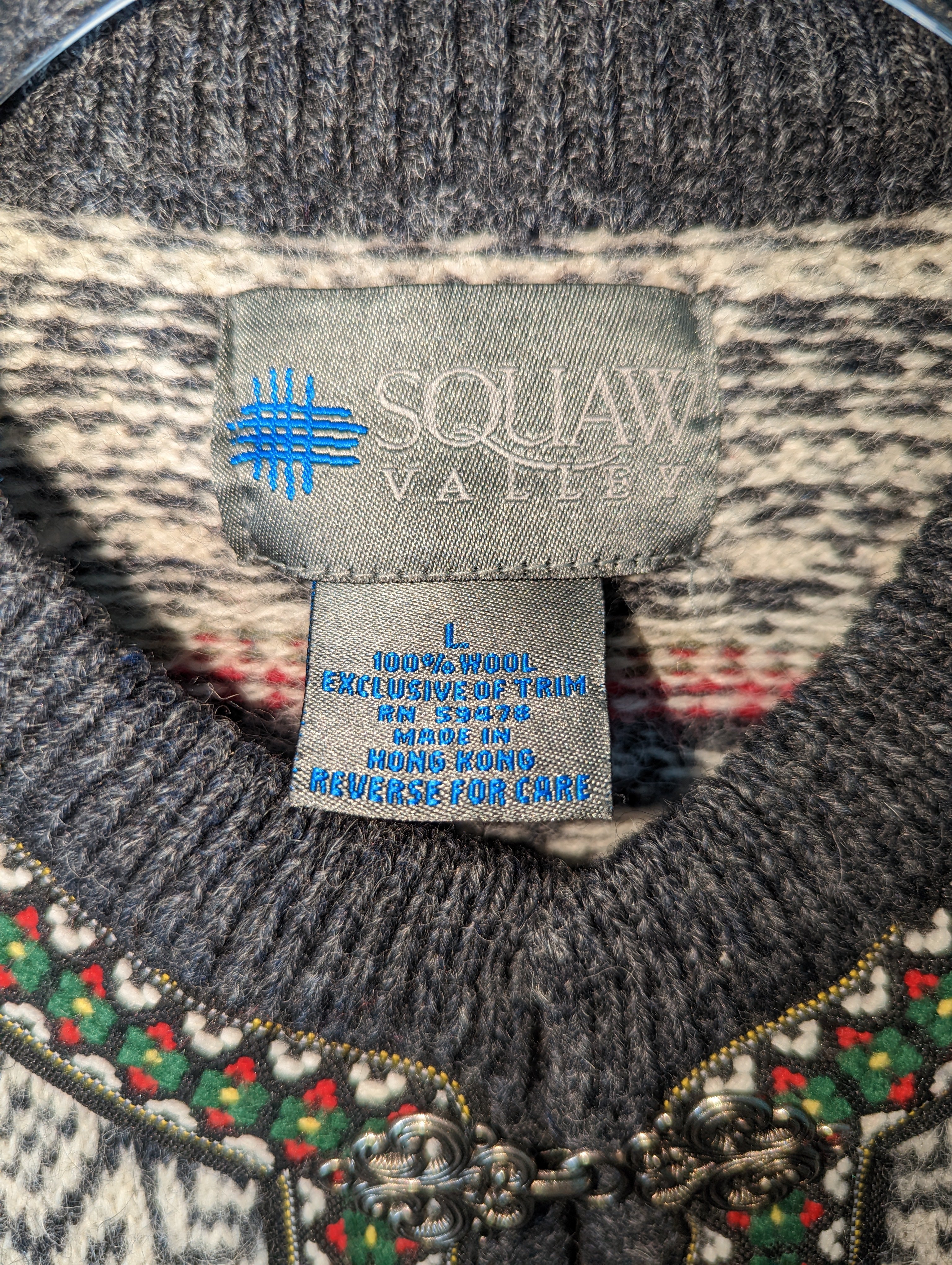 80s/90s Fair Isle Nordic Cardigan Sweater Wool Unisex By Squaw Valley - Image 5