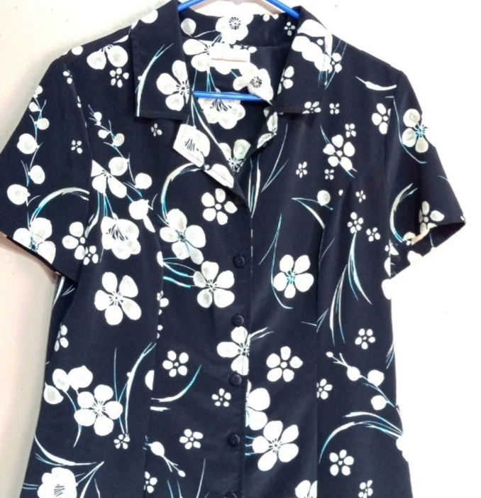 80s/90s Floral Button Front Flair Dress, By Expressions - Image 3
