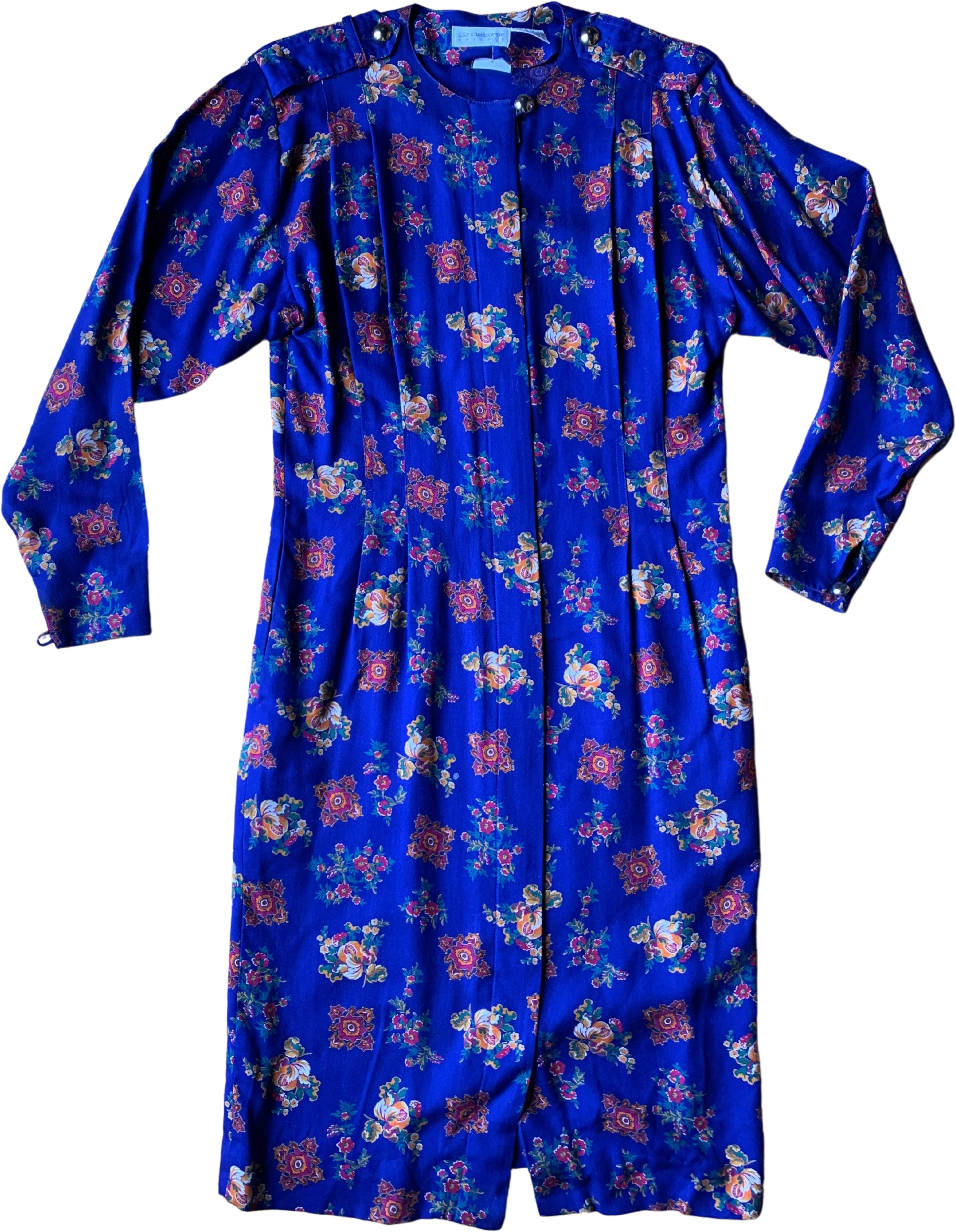 80s/90s Floral Buttonfront Belted Dress By Liz Claiborne
