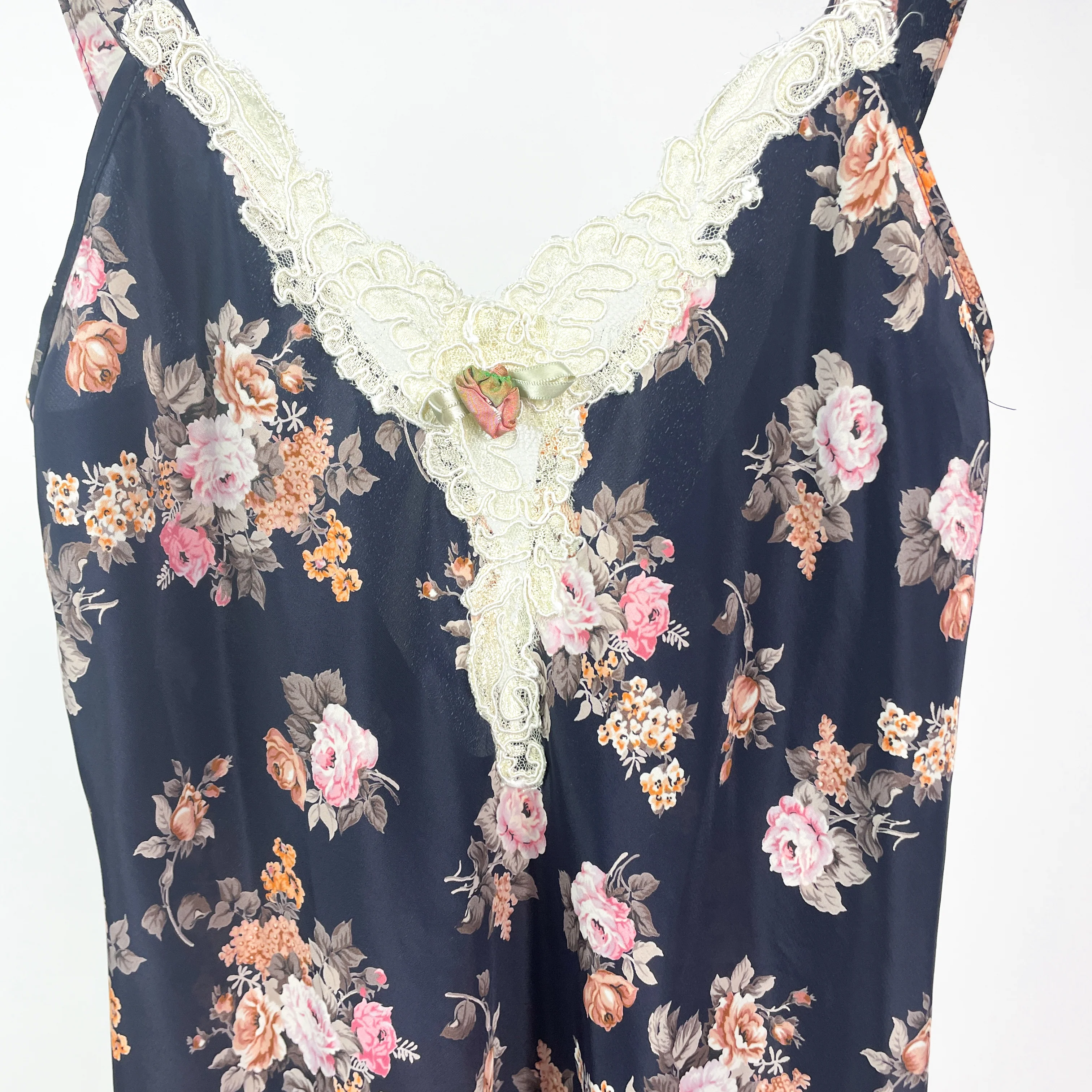 80s/90s Floral Fairycore Slip Dress And Robe Set Fairycore By California Dynasty - Image 4