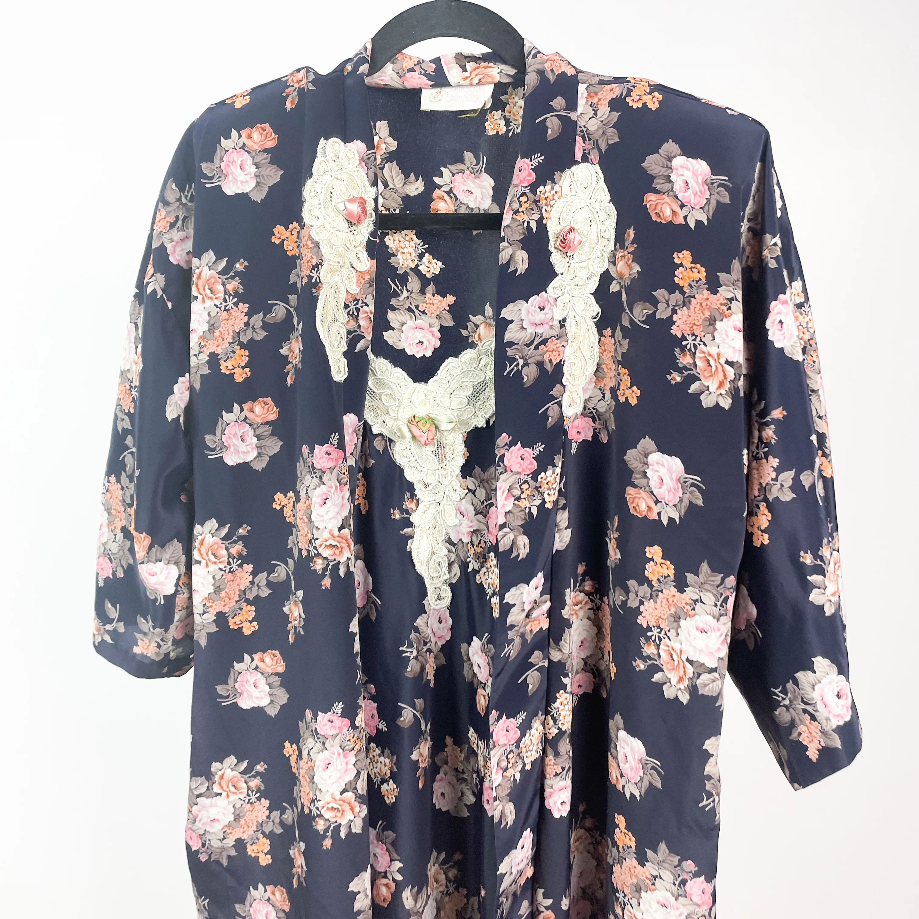 80s/90s Floral Fairycore Slip Dress And Robe Set Fairycore By California Dynasty - Image 9