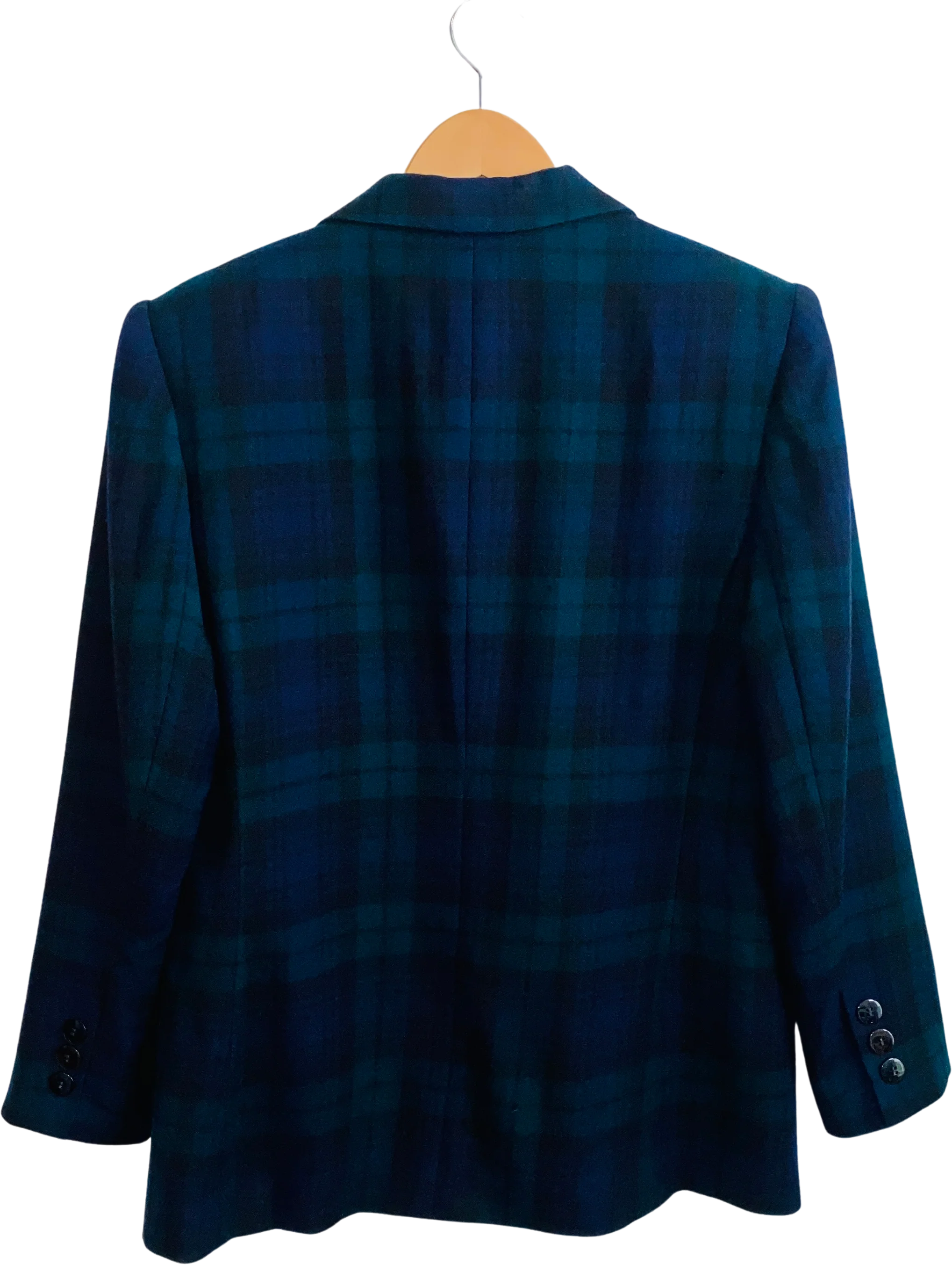 80s/90s Forest Green Navy And Black Plaid Check Blazer By Georgio Saint Angelo - Image 2