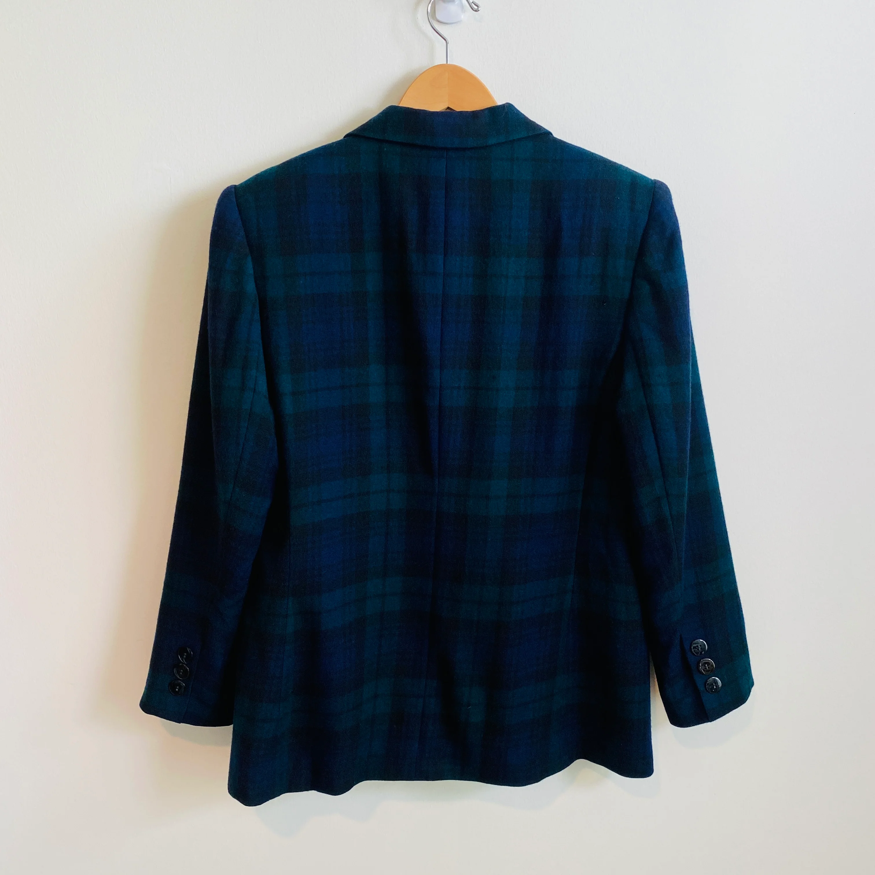80s/90s Forest Green Navy And Black Plaid Check Blazer By Georgio Saint Angelo - Image 8