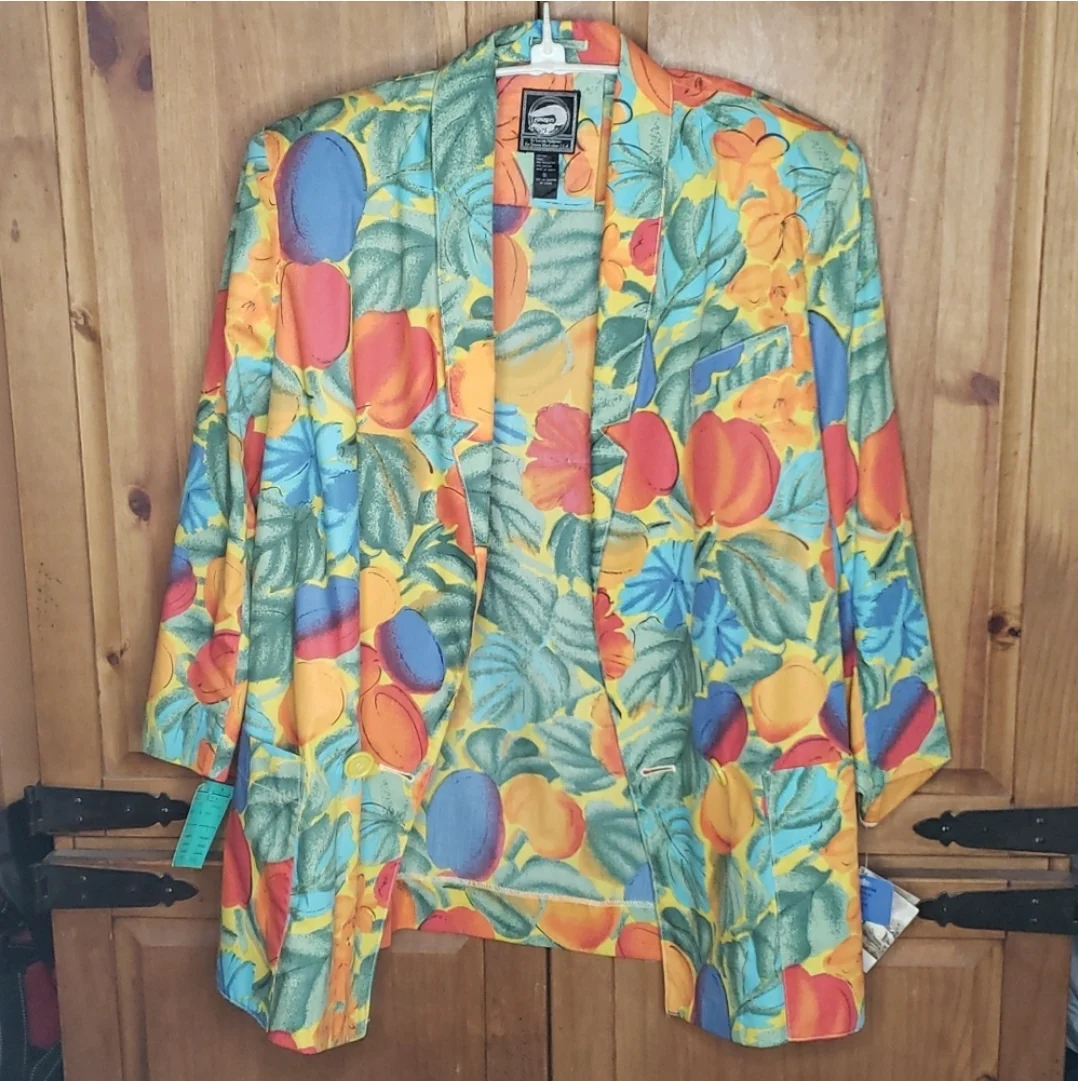 80s/90s Foxrun Floral Fruit Blazer Jacket By Lucien Padawer - Image 5