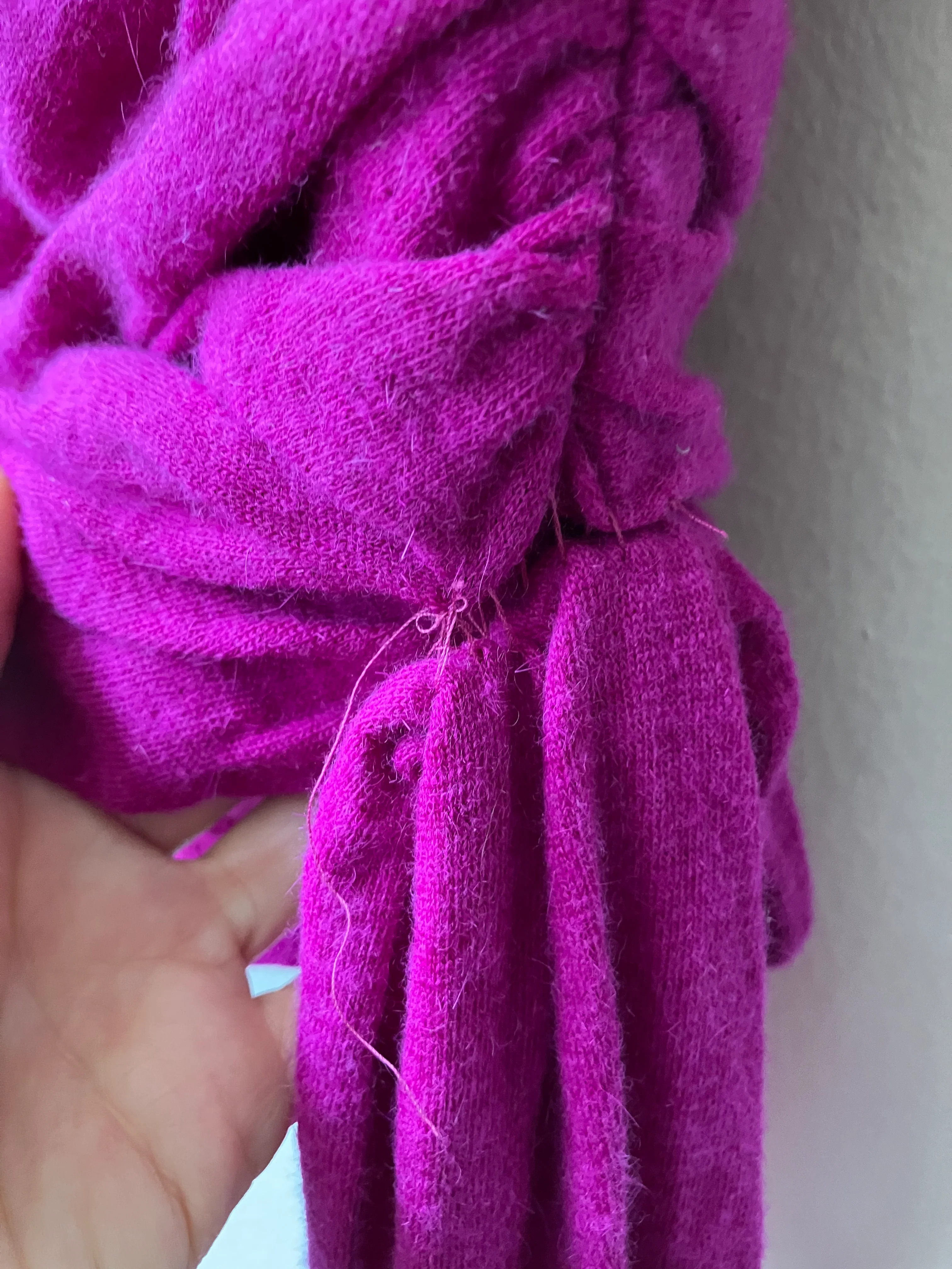 80s/90s Fuchsia Avant Garde Wool Blend Dress With Draping By Louis Feraud - Image 11