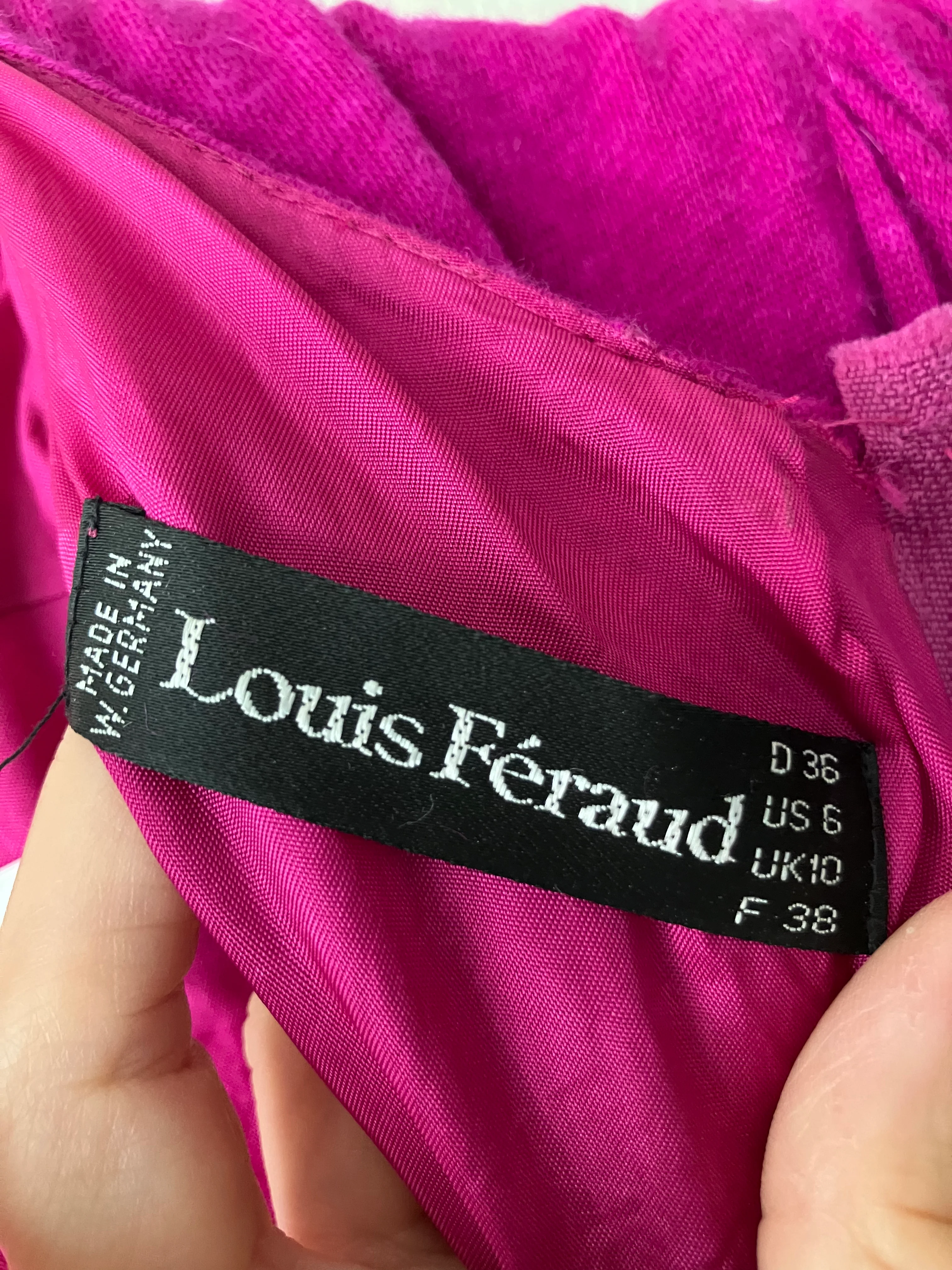 80s/90s Fuchsia Avant Garde Wool Blend Dress With Draping By Louis Feraud - Image 14
