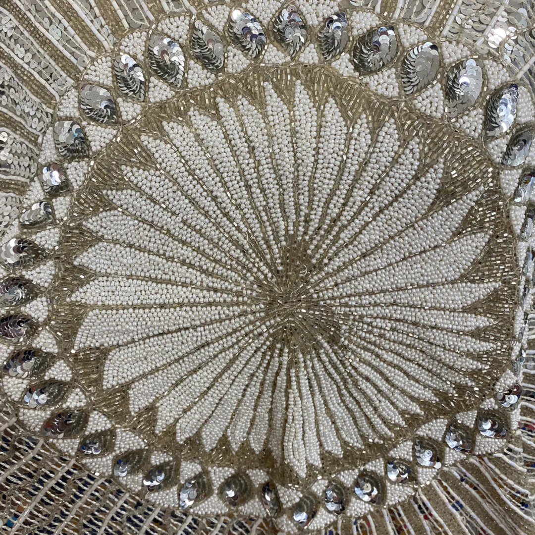 80s/90s Fully Beaded Sequin Glam Disco Medallion Top By Saks Fifth Avenue - Image 3