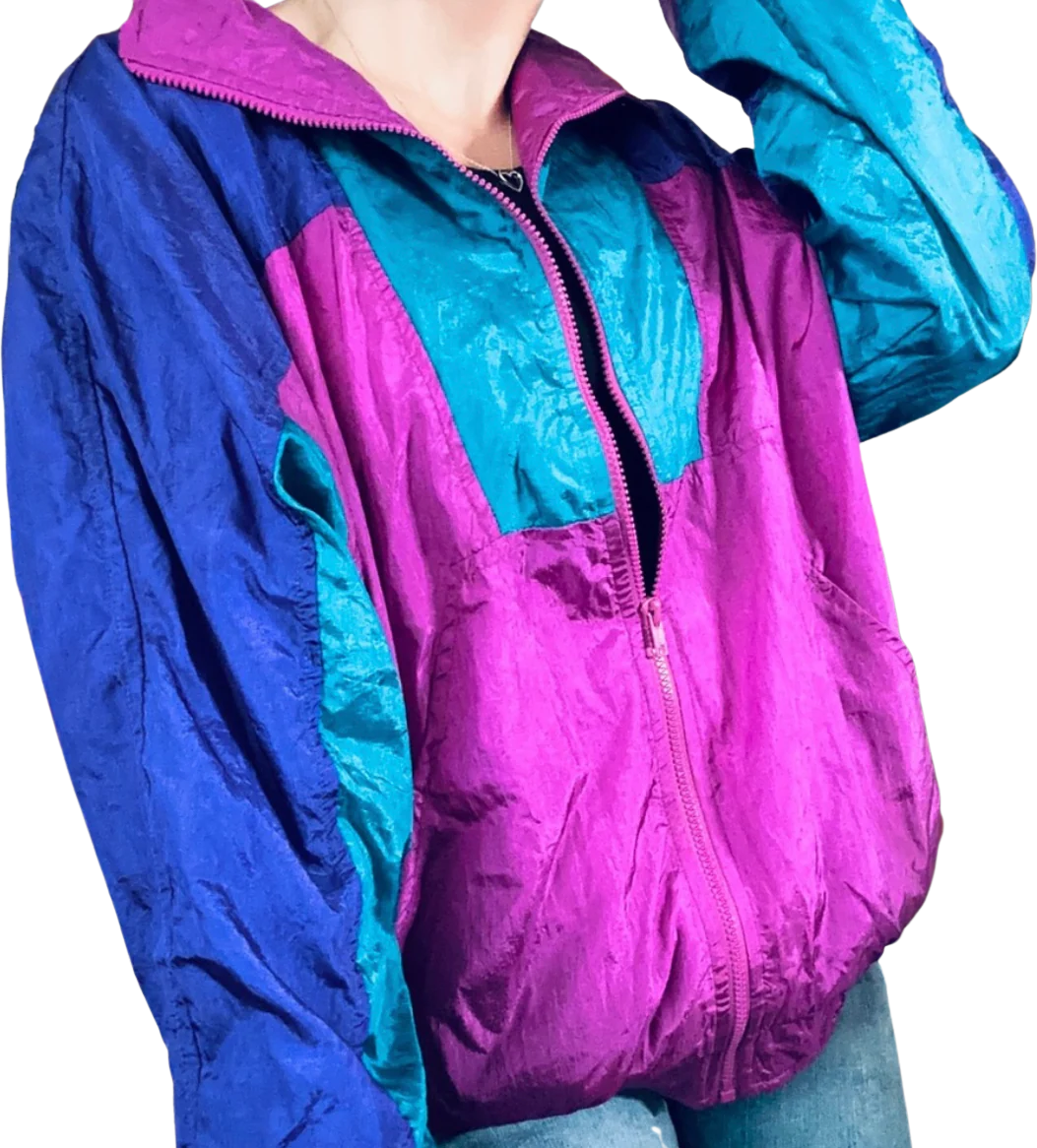 80s/90s Funky Colorblock 80s Track Jacket By Diana Marco