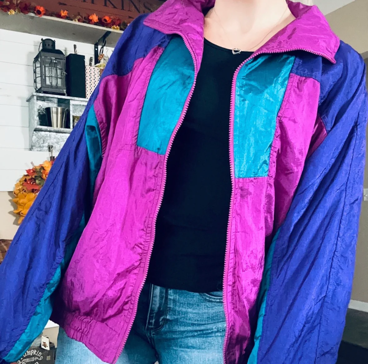 80s/90s Funky Colorblock 80s Track Jacket By Diana Marco - Image 5