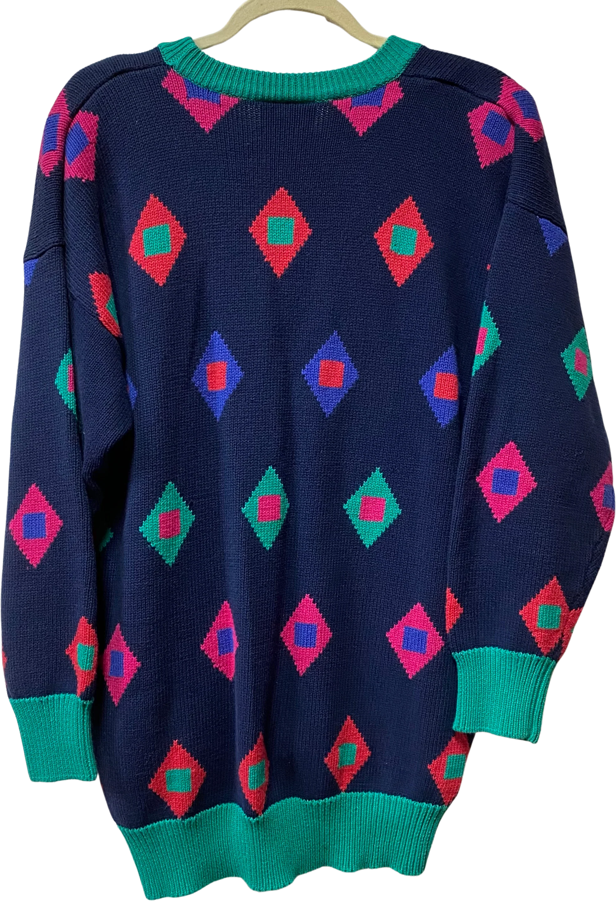 80s/90s Funky Oversized Fit Navy Cotton Knit Cardigan By 955 Orginals - Image 2