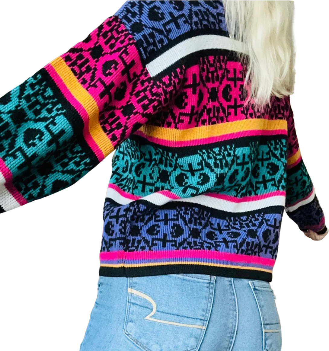 80s/90s Funky Retro Bright Colorful Chunky Sweater By Diversity Sport - Image 2