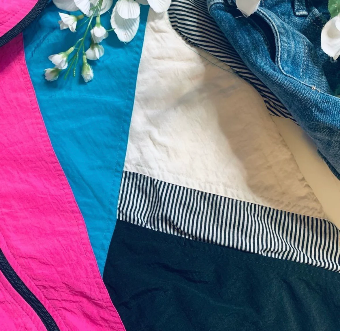 80s/90s Funky Retro Mixed Print Colorblock Windbreaker By Lavon - Image 8