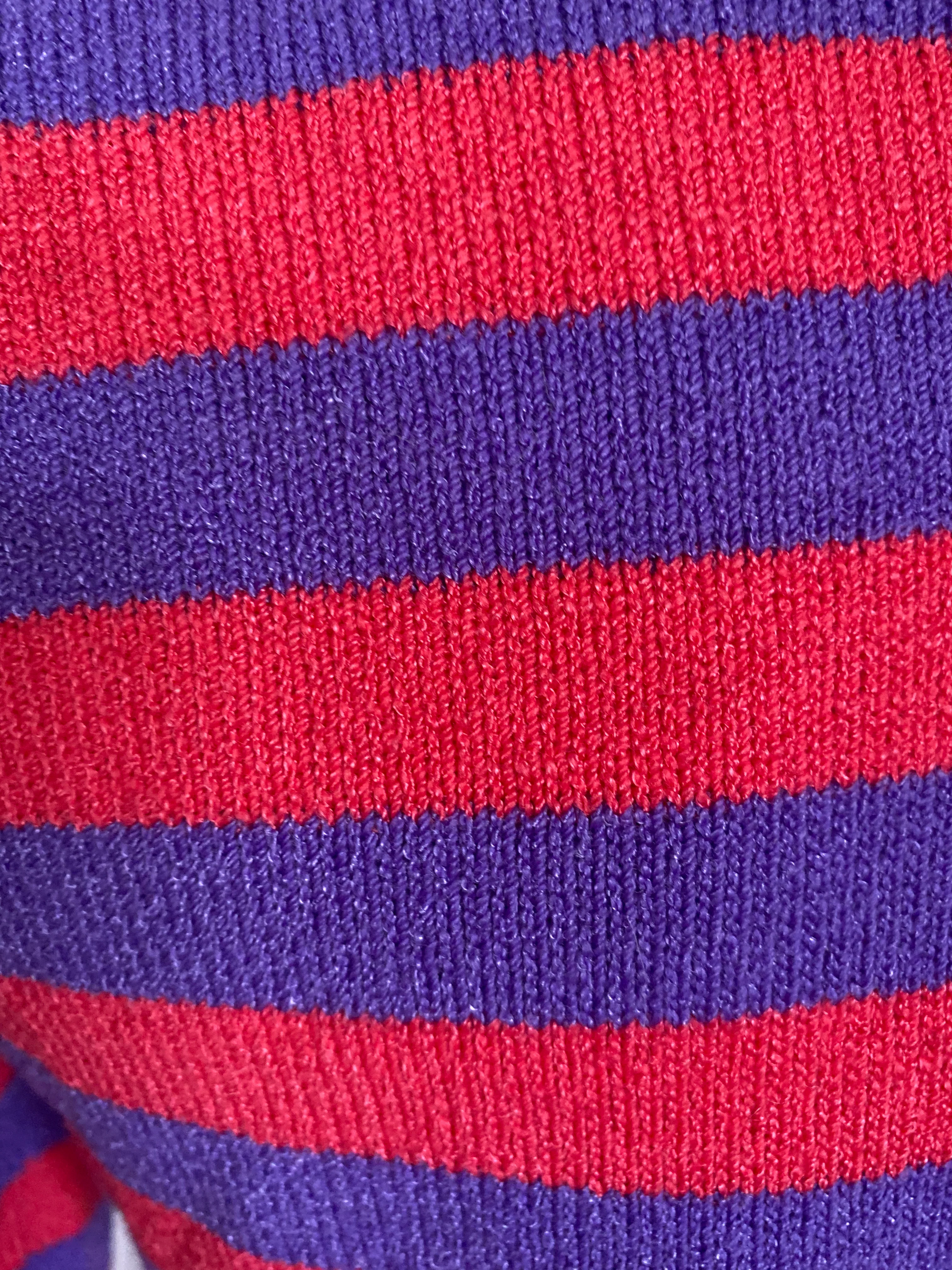 80s/90s Fuschia And Purple Diagonal Cropped Sweater Xs By Barbara Koto - Image 10