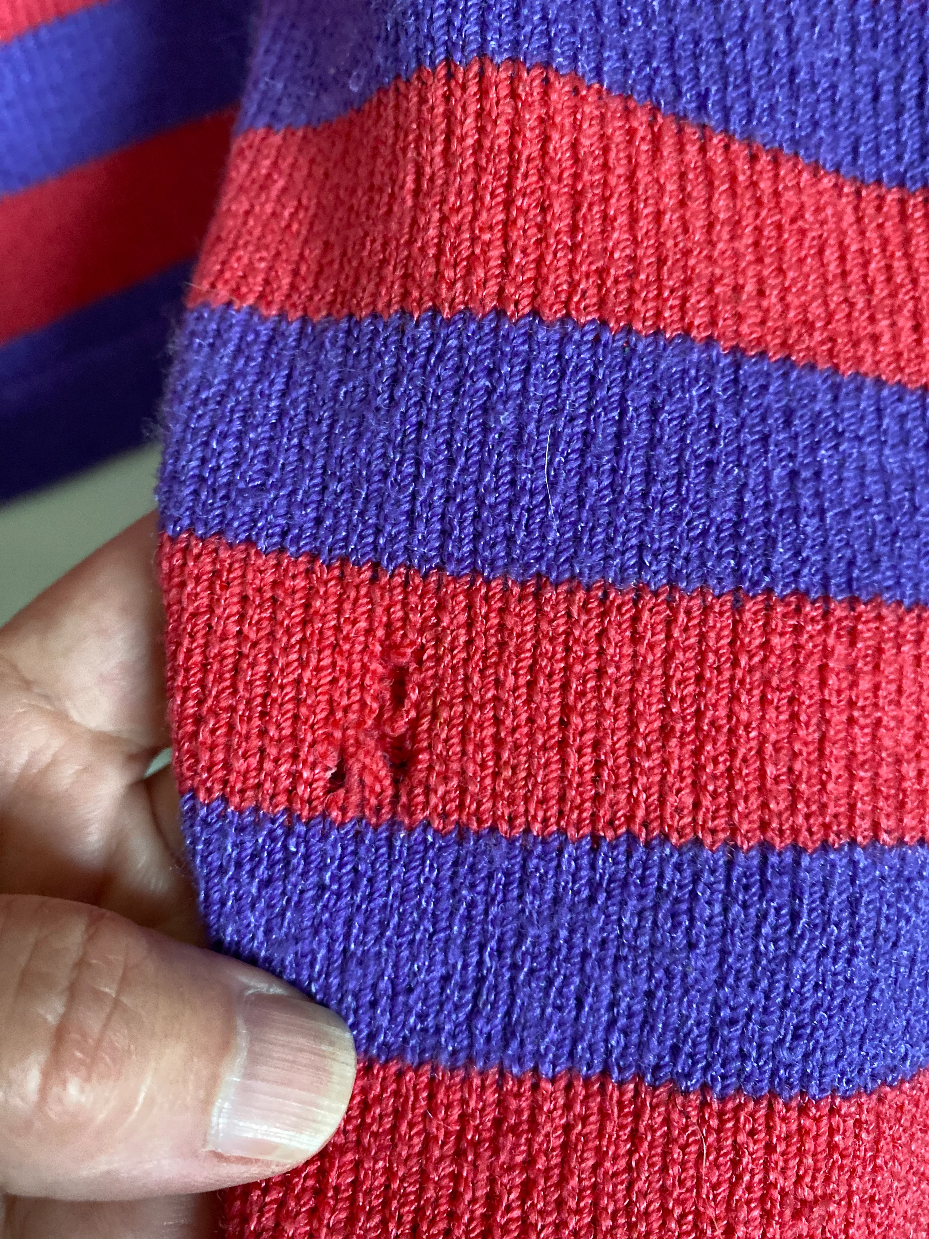 80s/90s Fuschia And Purple Diagonal Cropped Sweater Xs By Barbara Koto - Image 8