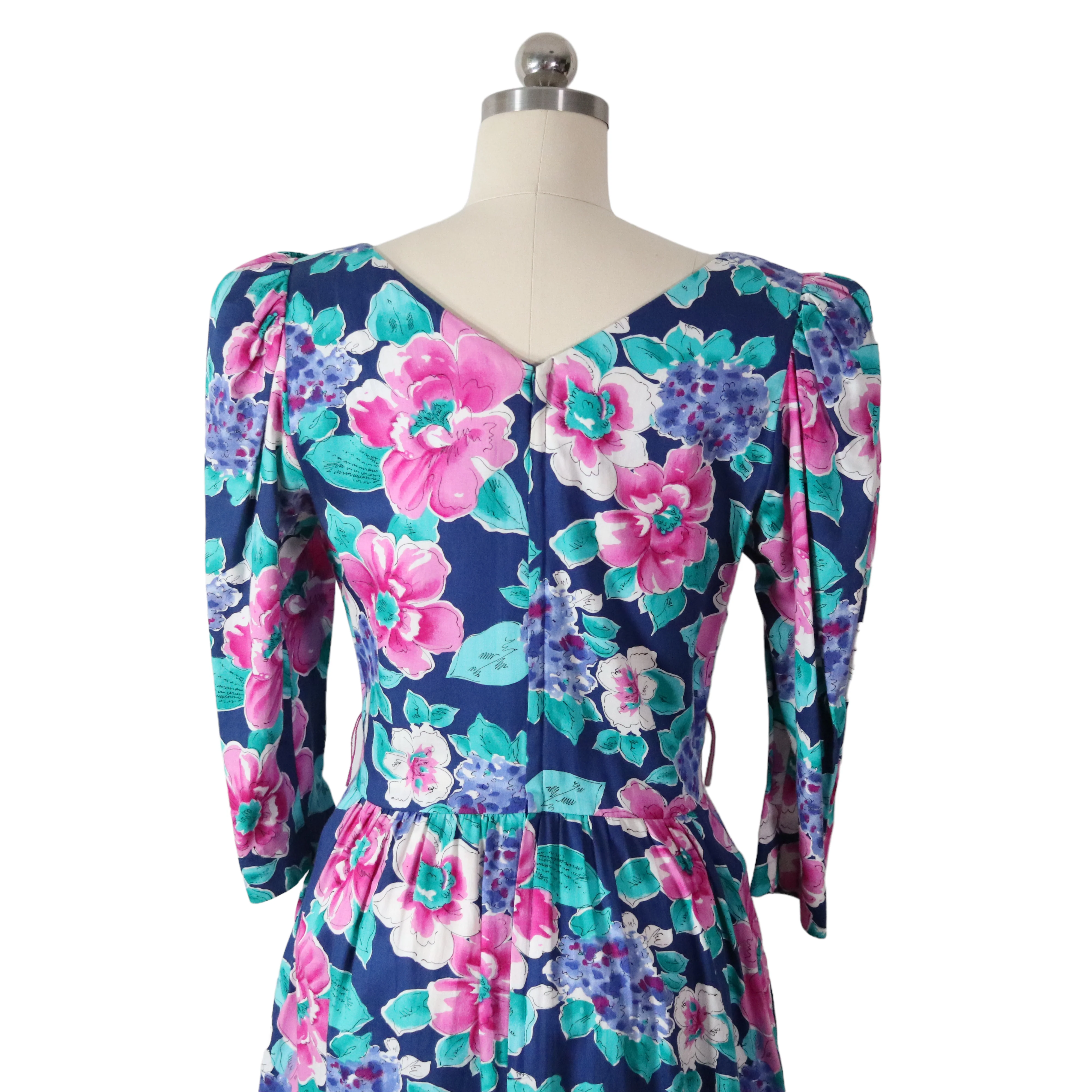 80s/90s Garden Party Floral Cotton Tea Dress By Lanz - Image 5