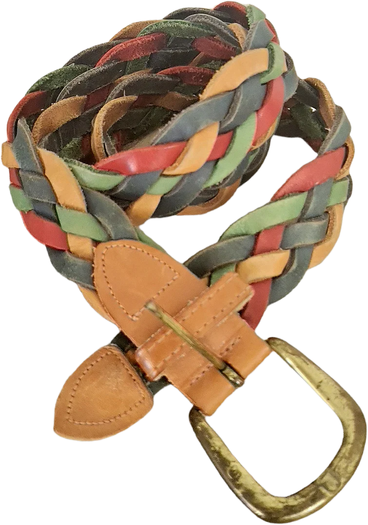 80s/90s Genuine Leather Multicolored Braid Belt By The Limited