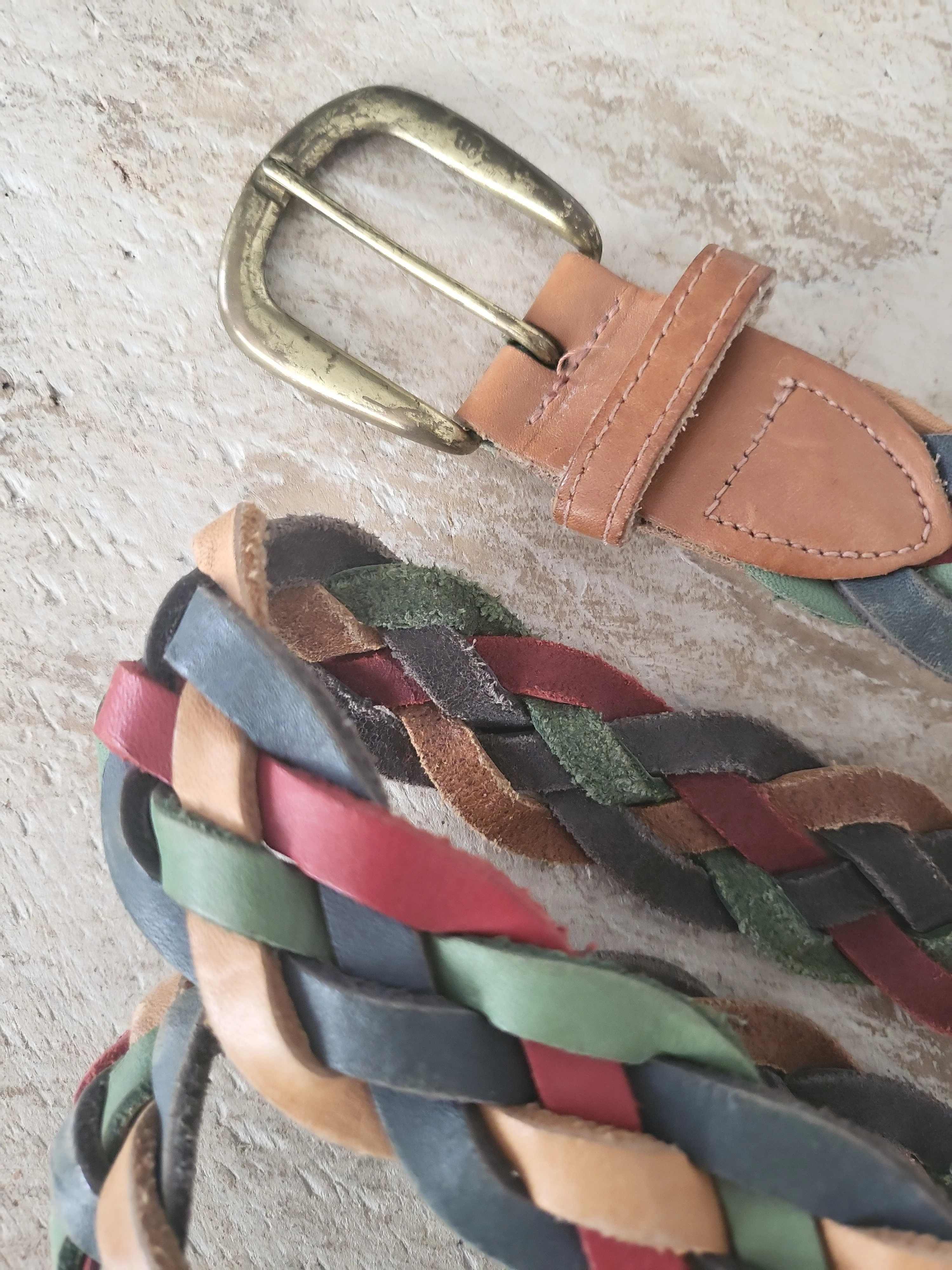 80s/90s Genuine Leather Multicolored Braid Belt By The Limited - Image 7