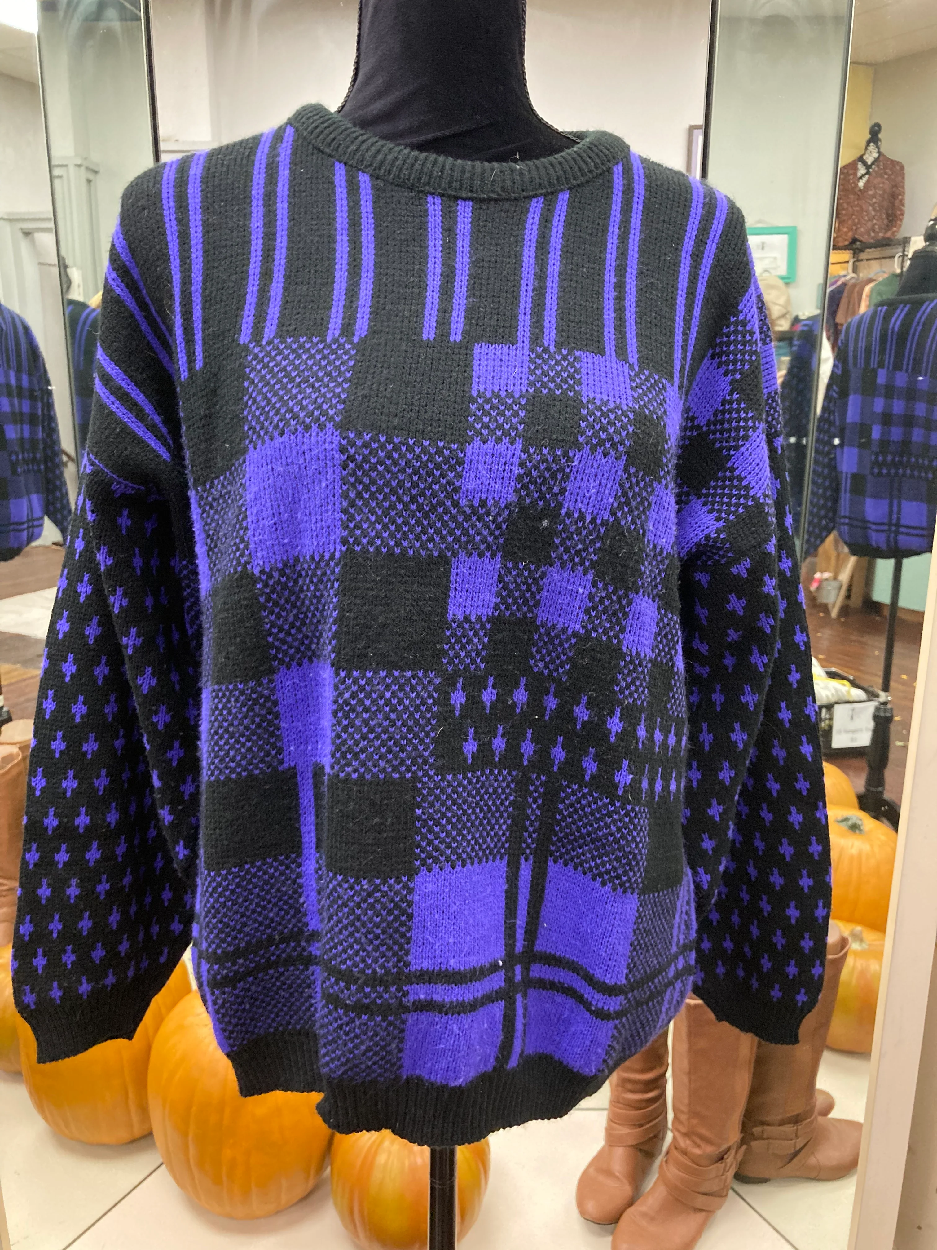 80s/90s Geometric Halloween Acrylic Sweater By No Way - Image 3